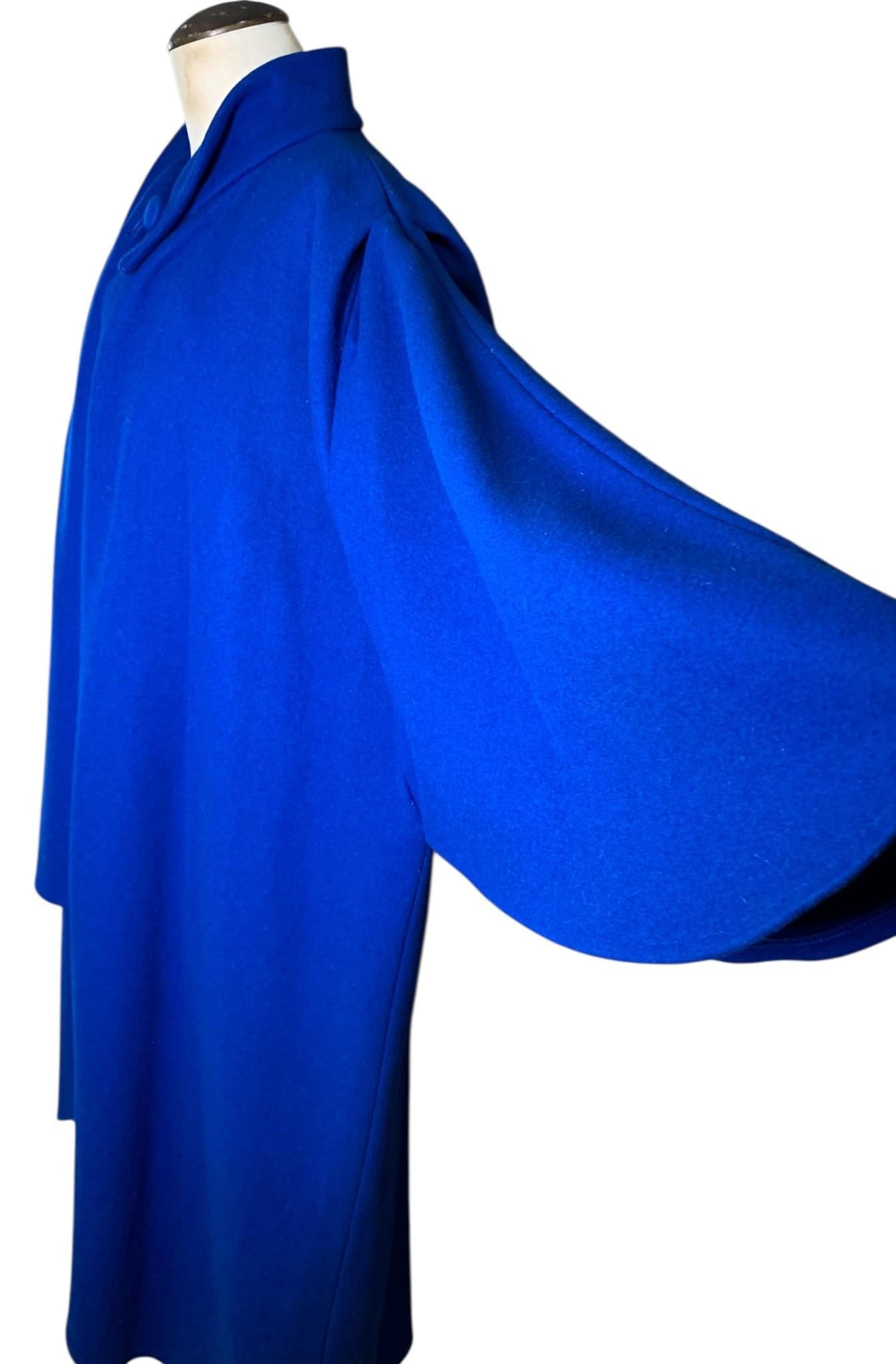 Superb Vintage Sapphire Blue Wool Batwing Cape (1 of 17)