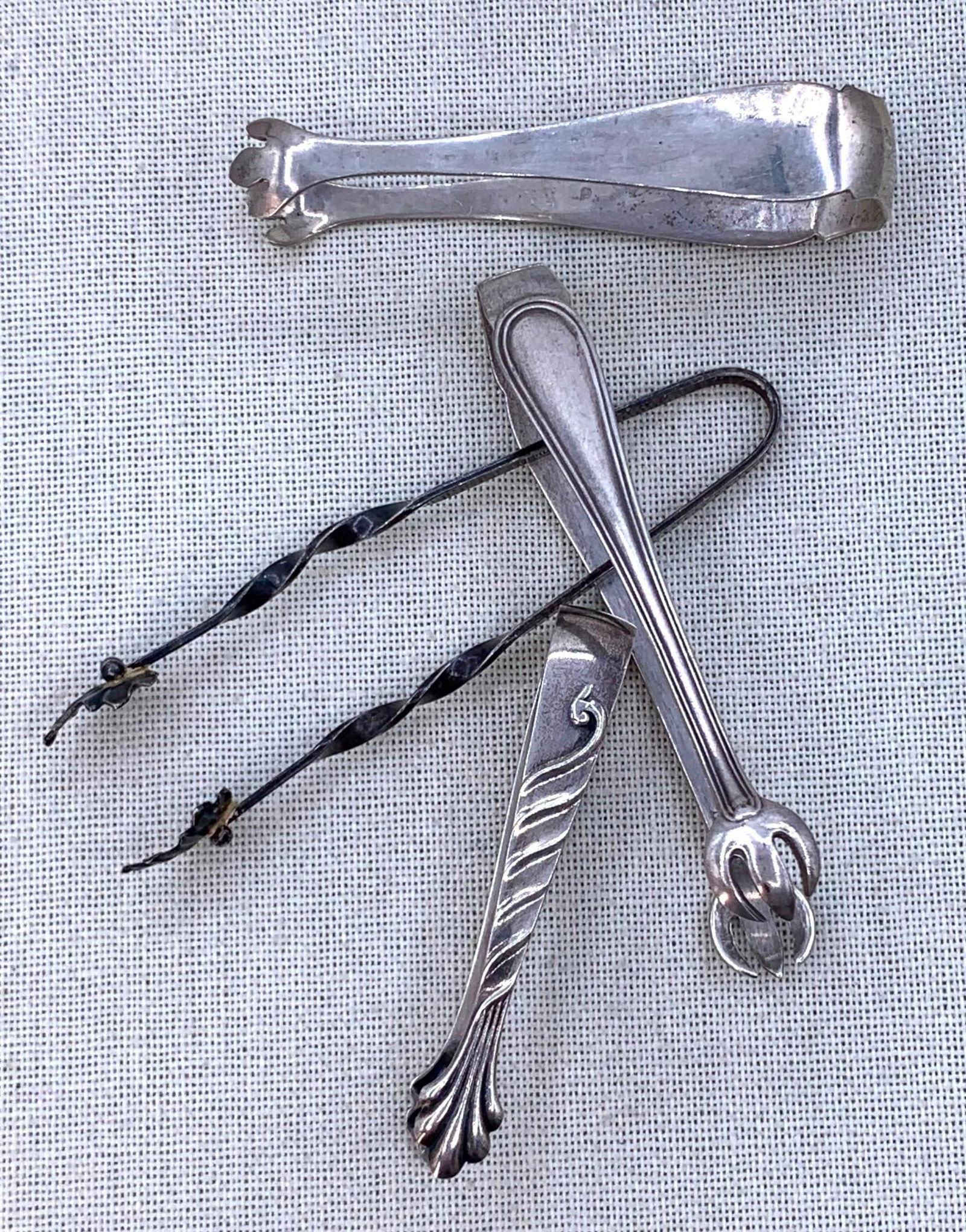 4 Sterling Silver Antique to Vintage Genteel Sugar Tongs: Birks, English LS (1 of 8)