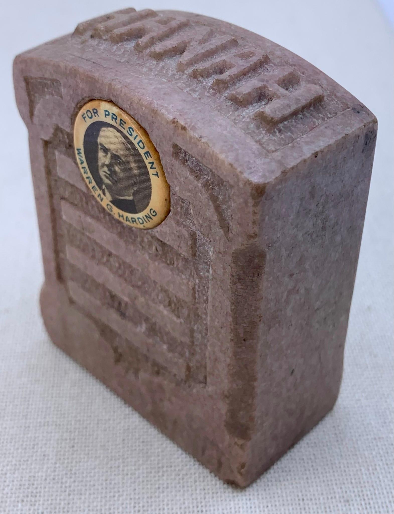 Unusual Antique Warren G Harding for President Folk Art Tombstone Paperweight (1 of 6)