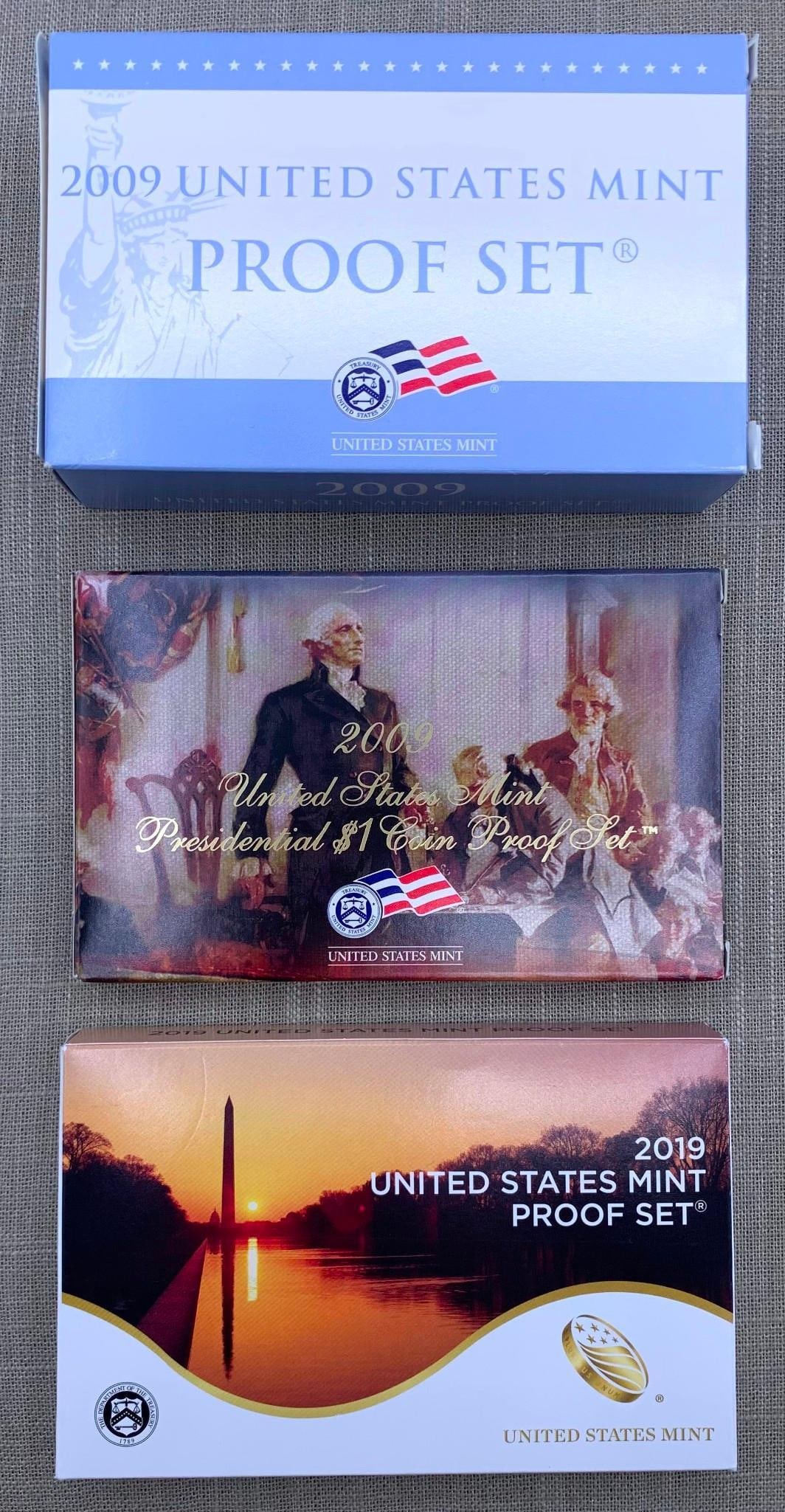 3 Boxes 2009 and 2019 United States Mint Proof Coin Sets (1 of 7)