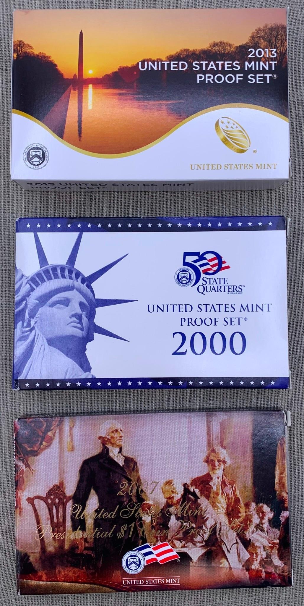 3 Boxes 2000, 2007 and 2013 United States Mint Proof Coin Sets (1 of 6)
