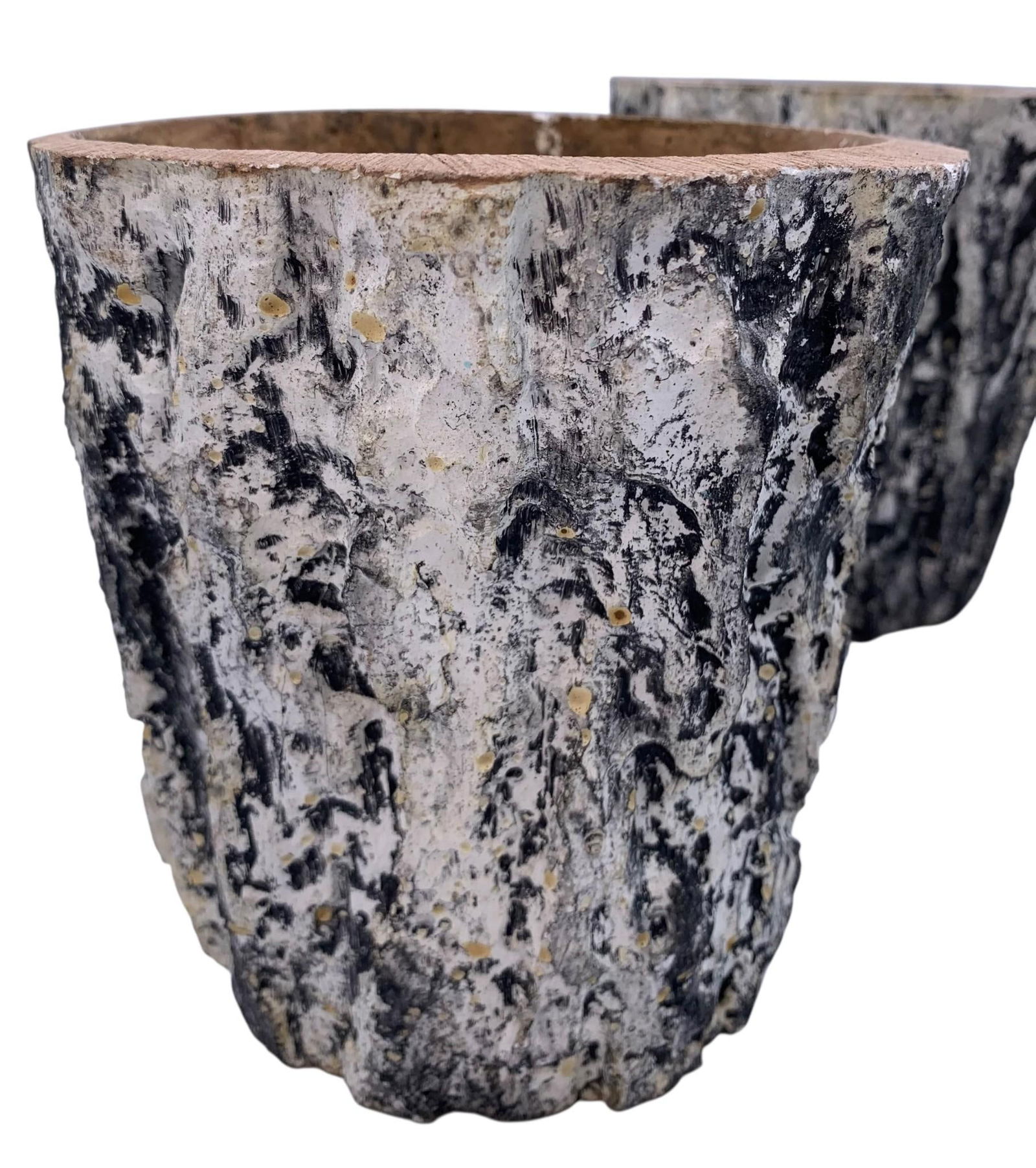 Four Fantastic Vintage Faux Bois Birch Bark Composite Watertight Wood Planter Pots (1 of 8)