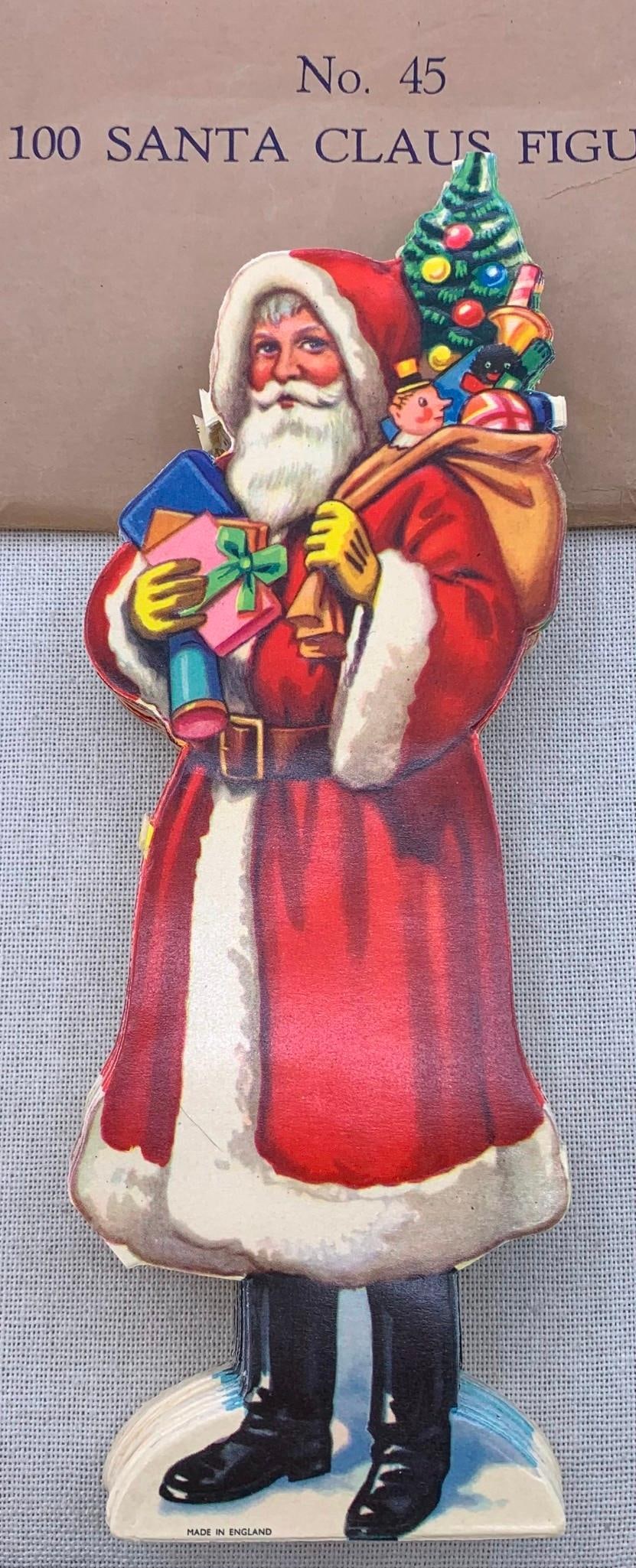 100 NOS Made in England Vintage Santa Claus Die Cut Christmas Holiday Paper Scrap Figures (1 of 7)