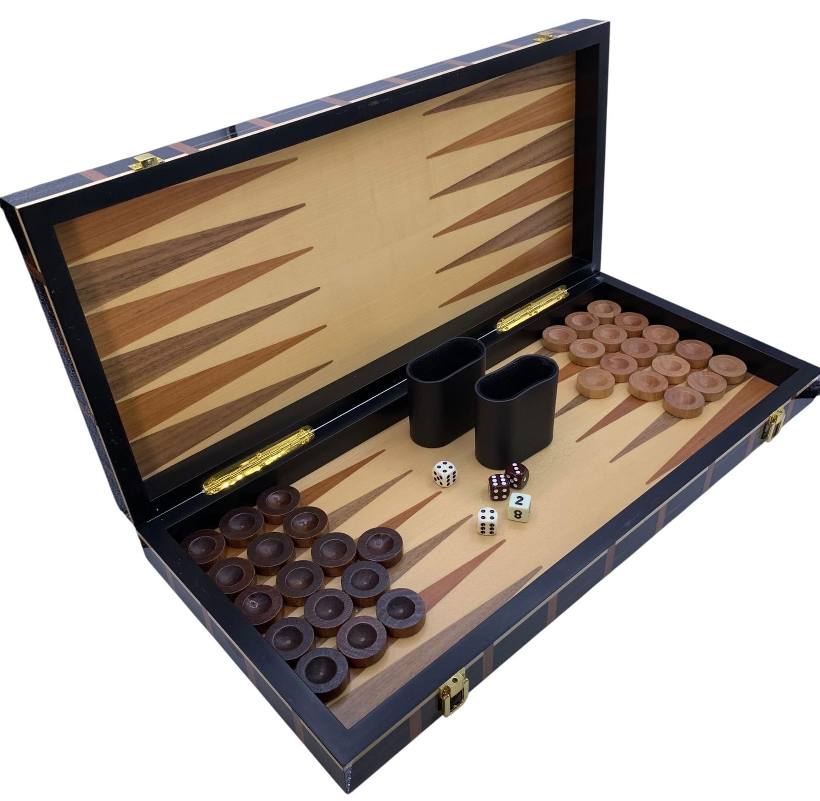 Fantastic Vintage Bey-Berk Inlaid Woven Plaid Lacquered Wood Backgammon Game Set (1 of 15)