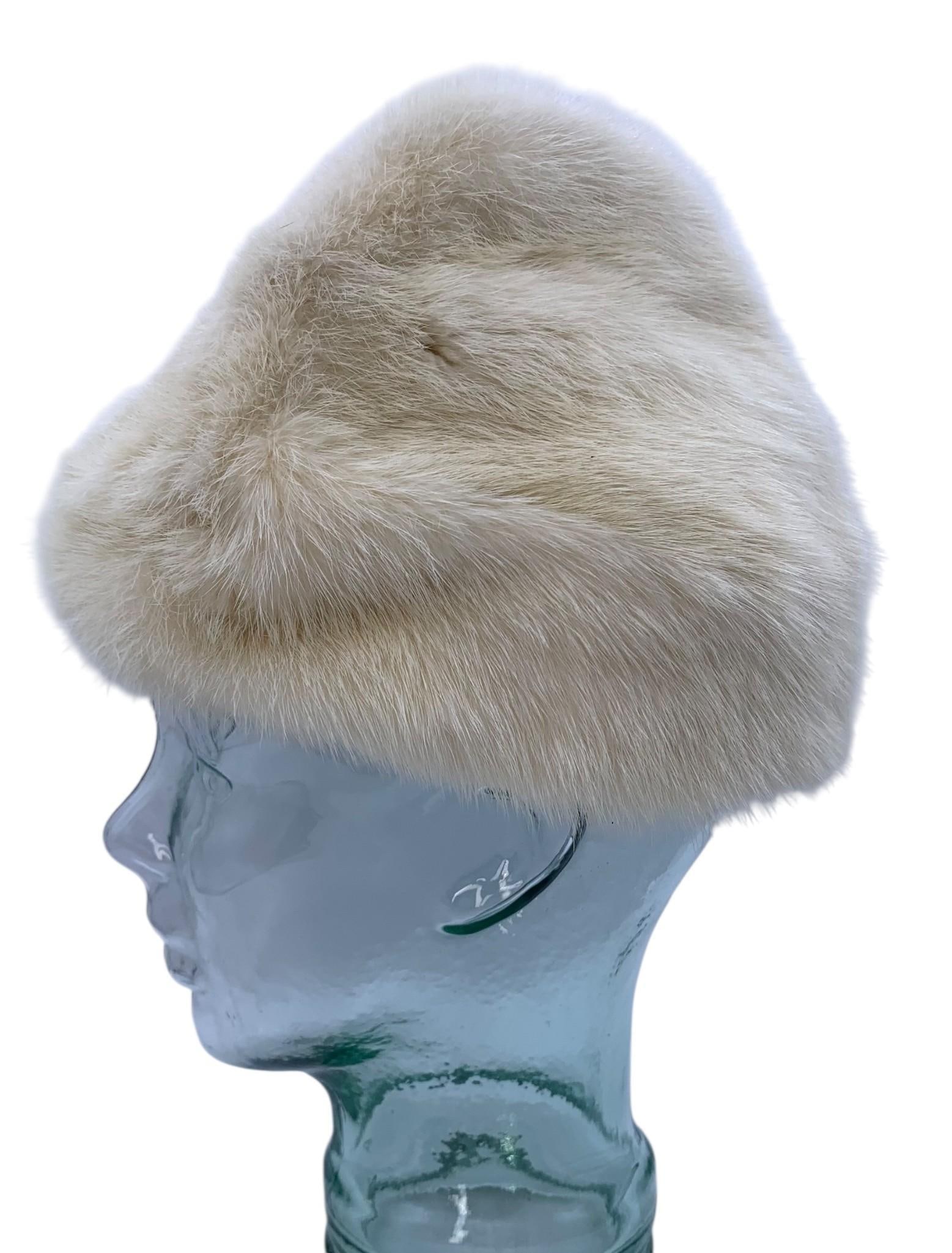 Luxe Mid Century Mr. D Blonde Champagne Mink Turban Toque Winter Fur Hat (1 of 10)