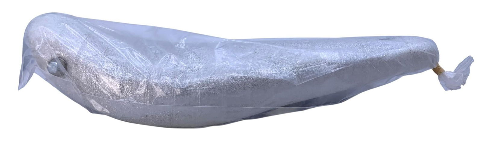 New Old Stock Vintage Silver Glitter Sparkle Muscle Bike Banana Bicycle Seat: Remains in factory plastic, USA stickers on the underside, 18" length.