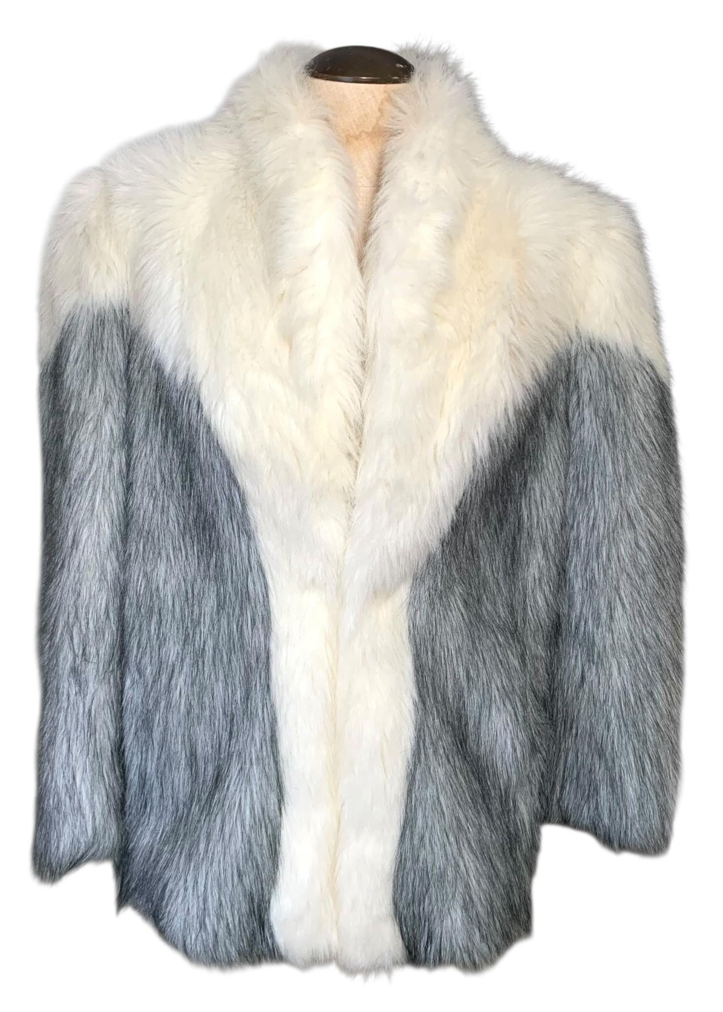 Opulent 80s era Vintage Smoke Gray Cream Luxe Faux Fur Jacket (1 of 16)