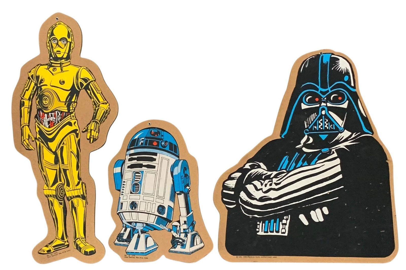 Three 1979-1980 STAR WARS Darth Vader, C-3PO, R2-D2 Die Cut Cork Board Sci-Fi Wall Decorations (1 of 5)