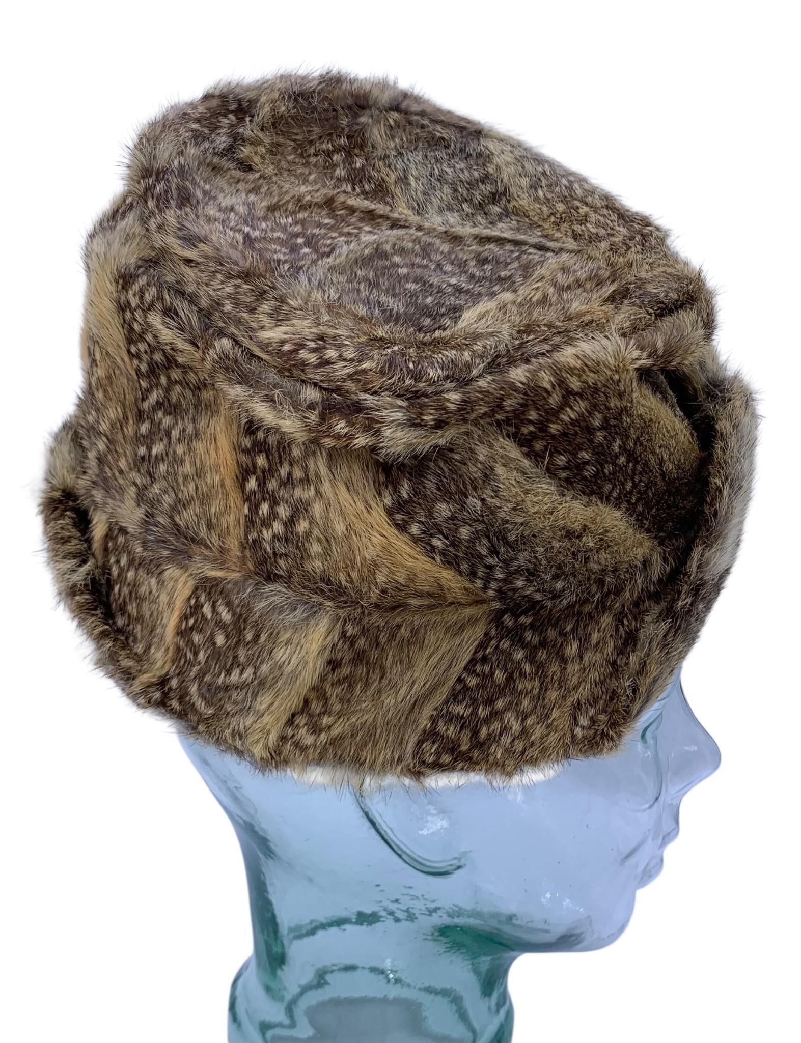 Mid Century SALLY VICTOR Spotted Ground Squirrel Fur Upswept Brim Fedora Hat, The Halle Bros Co (1 of 10)