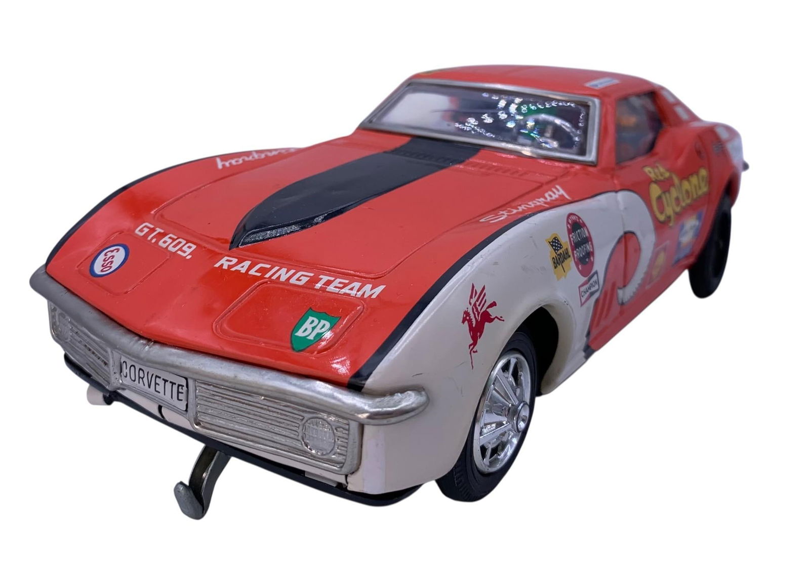 Vintage Japan Taiyo Red Cyclone Chevy Corvette Stingray Battery Op Tin Litho Toy Race Car (1 of 11)
