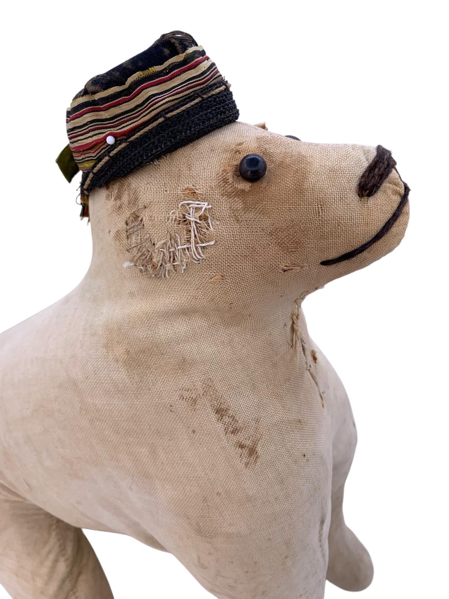 Antique Victorian era Handmade Folk Art Stuffed Dog Child's Toy (1 of 20)