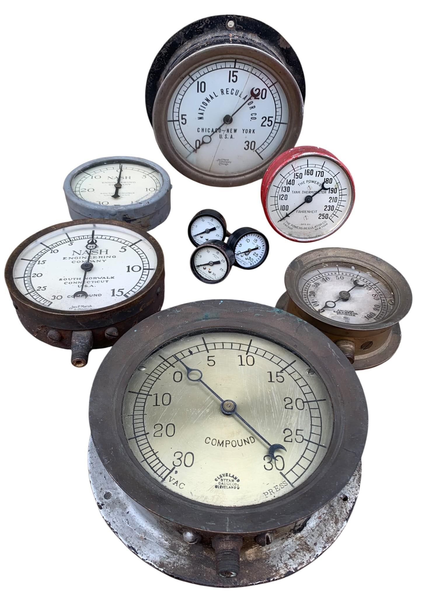 9 Antique to Vintage Industrial Steampunk Gauges (1 of 9)