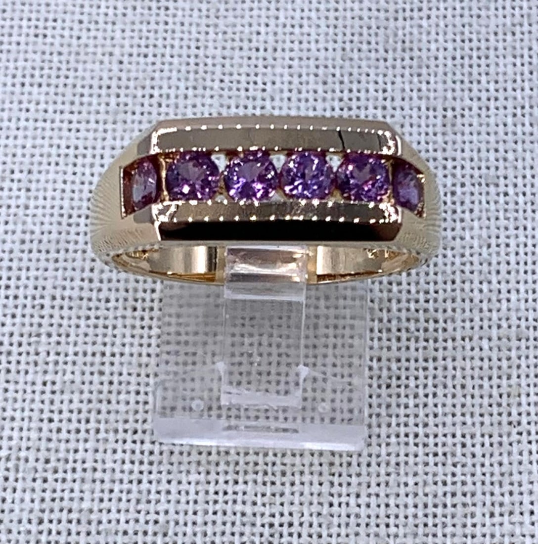 Fine Gold Vermeil over Sterling Silver Alexandrite Gemstone Men's Ring: 925 hallmark, 12.75 size, 6.7 gram weight, superb sparkle!