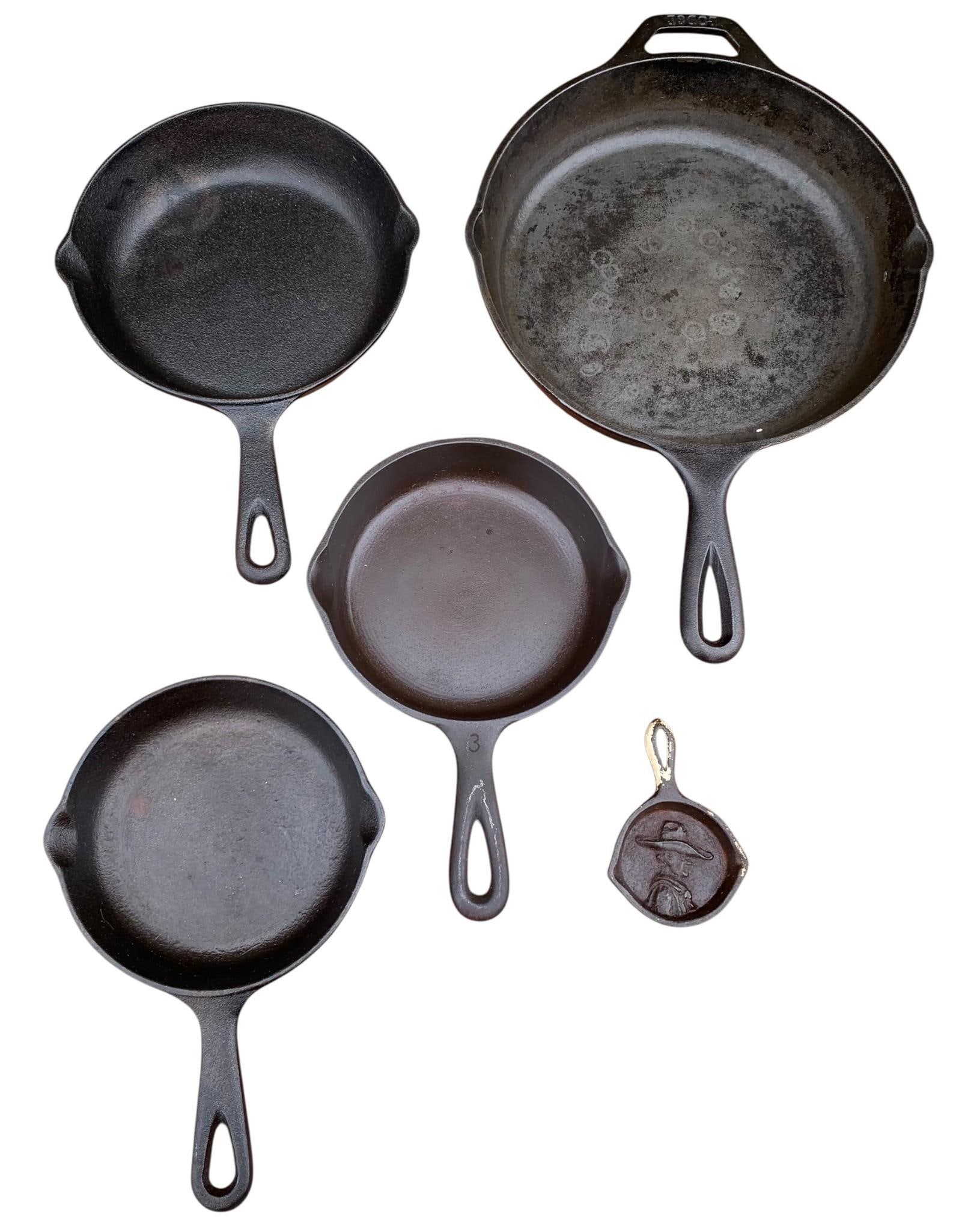 5 pc Vintage Cast Iron Primitive Cookware Skillets (1 of 7)
