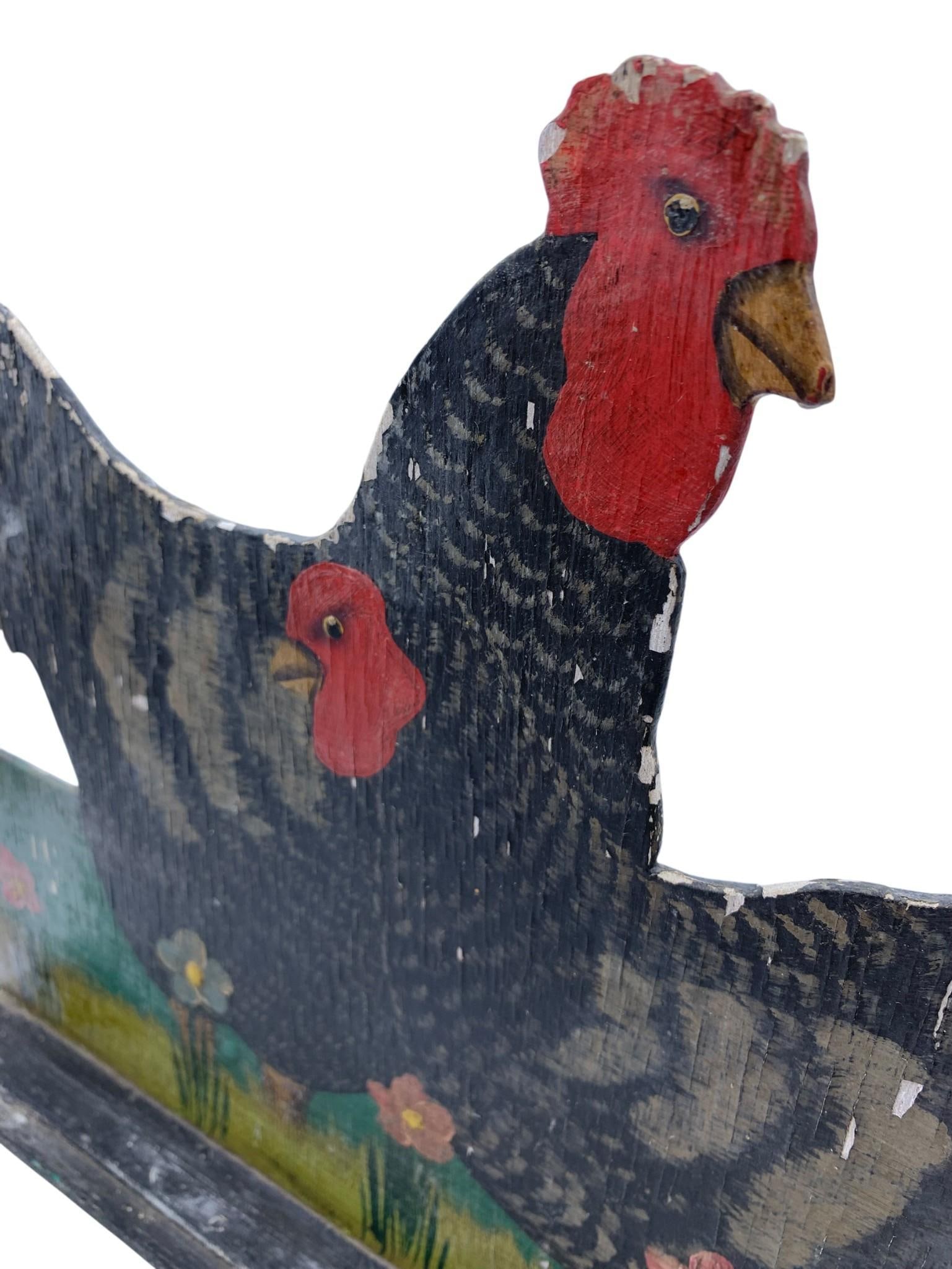 Vintage Hand Painted Barred Plymouth Rock Folk Art Farmhouse Wooden Chicken Art (1 of 6)