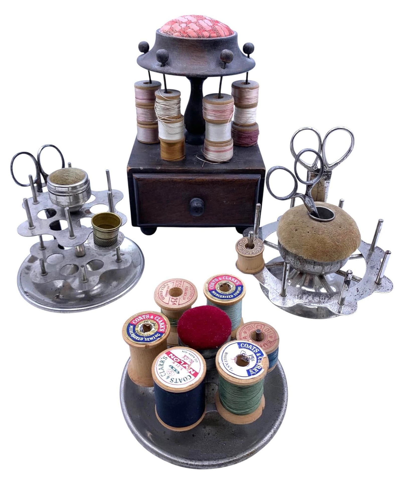 4 Vintage Seamstress, Embroidery, Needlework, Sewing Caddies (1 of 13)