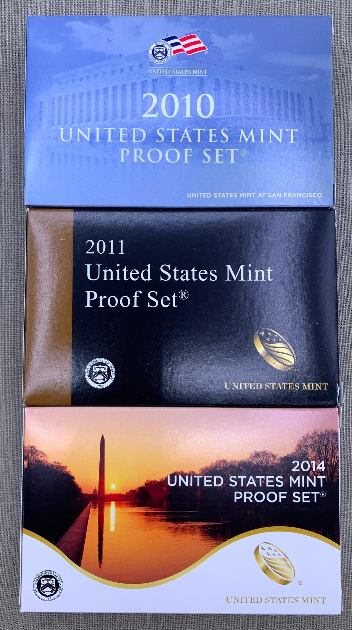 3 Boxes 2010, 2011 2014 United States Mint Proof Coin Sets US Mint Coin Storage Box (1 of 6)