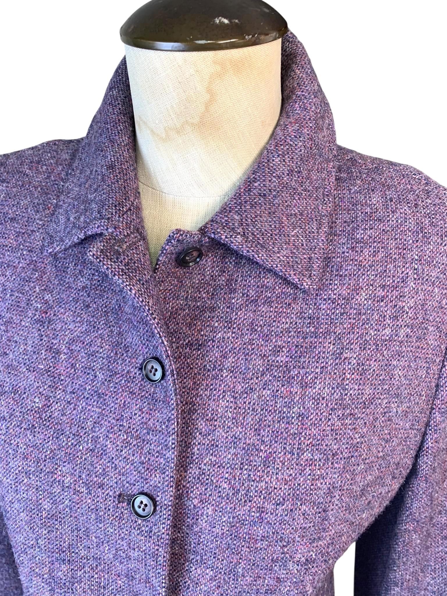 Classic 2 pc Vintage PENDLETON Woolen Mills Plum Tweed Skirt Jacket Ensemble (1 of 14)