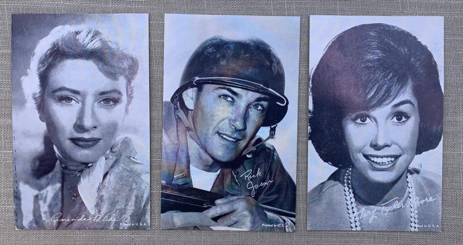 Iconic 99 pc Vintage Hollywood Actress, Singer, Actor, Penny Arcade Card Collection: 99 pcs showcasing 7 different actors/actress/singer superstars, minor storage wear to some of the cards, black and white images, 5 3/8" x 3 3/8".