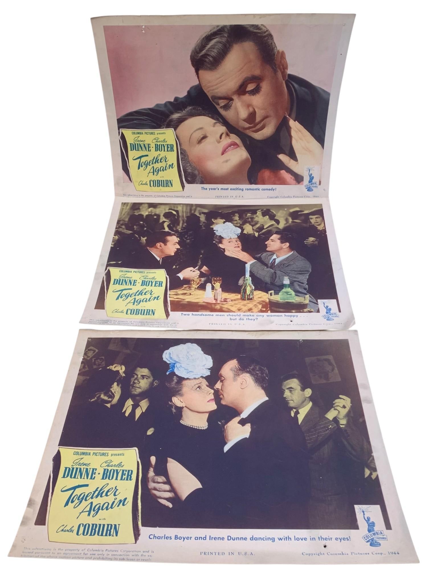 7 pc 1944 Columbia Pictures TOGETHER AGAIN Theater Lobby Card Movie Advertising Posters (1 of 7)