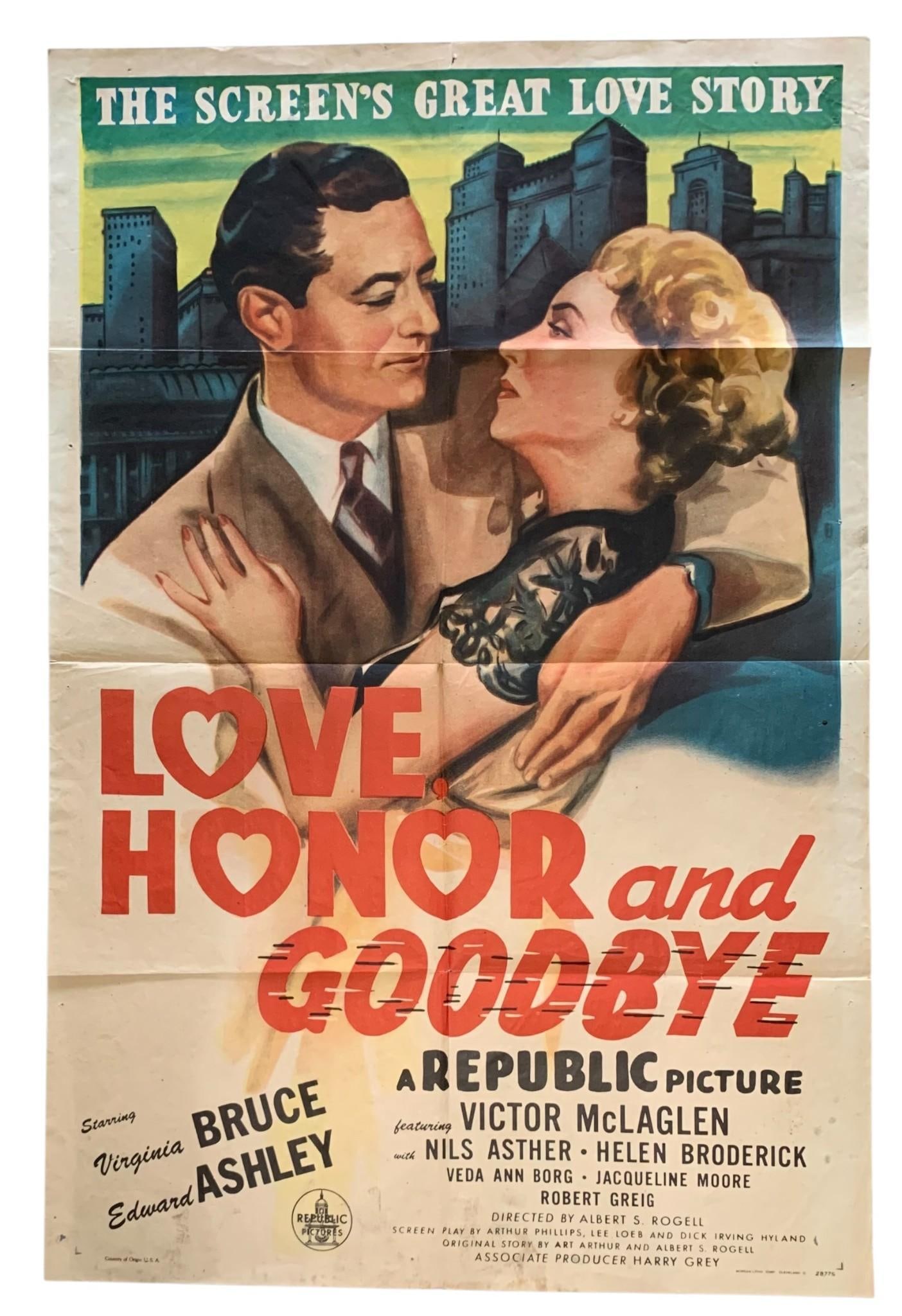 Original 1945 Republic Pictures Love, Honor and Goodbye Vintage Theater Movie Poster (1 of 7)