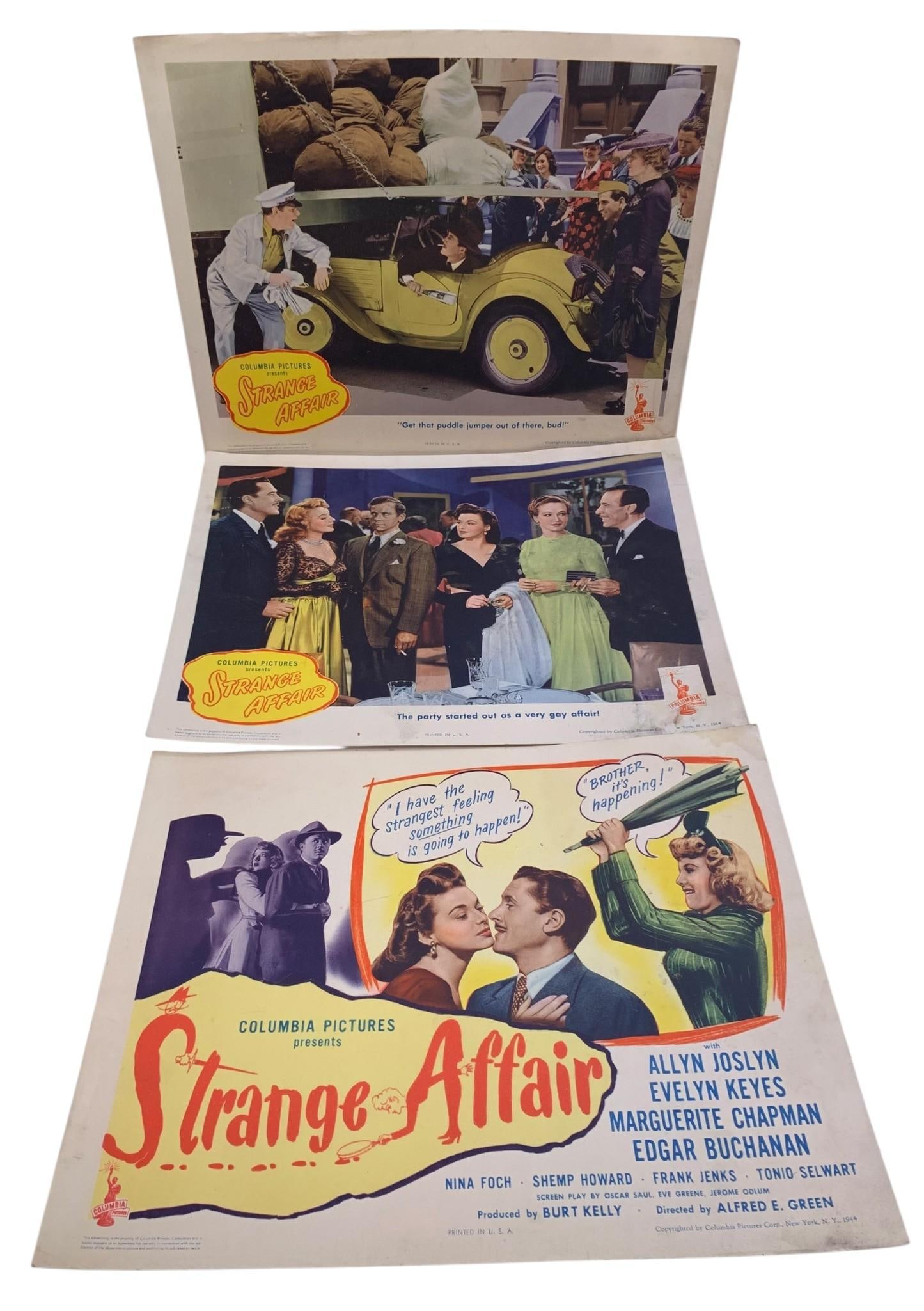 8 pc 1944 Columbia Pictures STRANGE AFFAIR Theater Lobby Card Movie Advertising Posters (1 of 4)