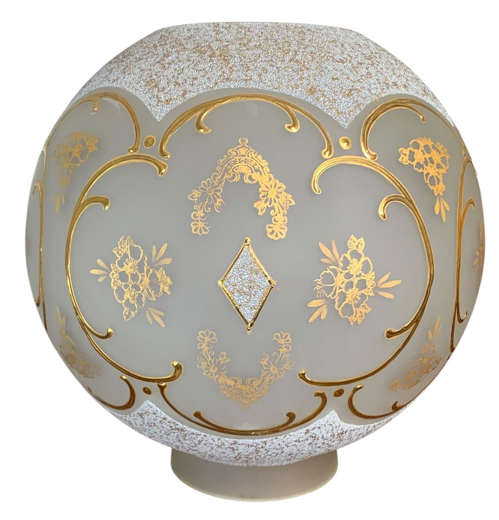 Large Antique Victorian era Pebbled Gilded Frosted Glass Gone with the Wind Parlor Lamp Shade (1 of 13)