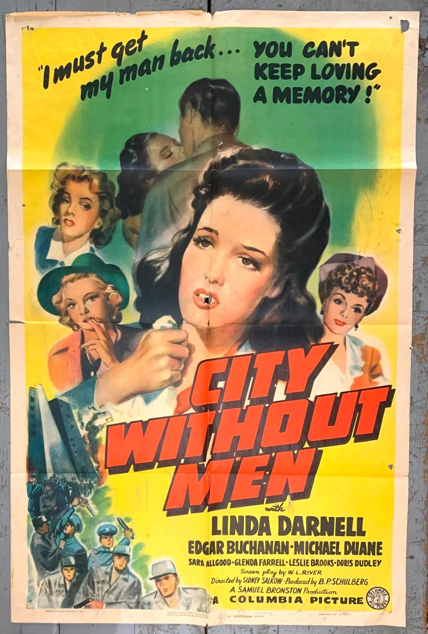 Original 1943 Columbia Pictures CITY WITHOUT MEN Vintage Theater Movie Poster (1 of 7)