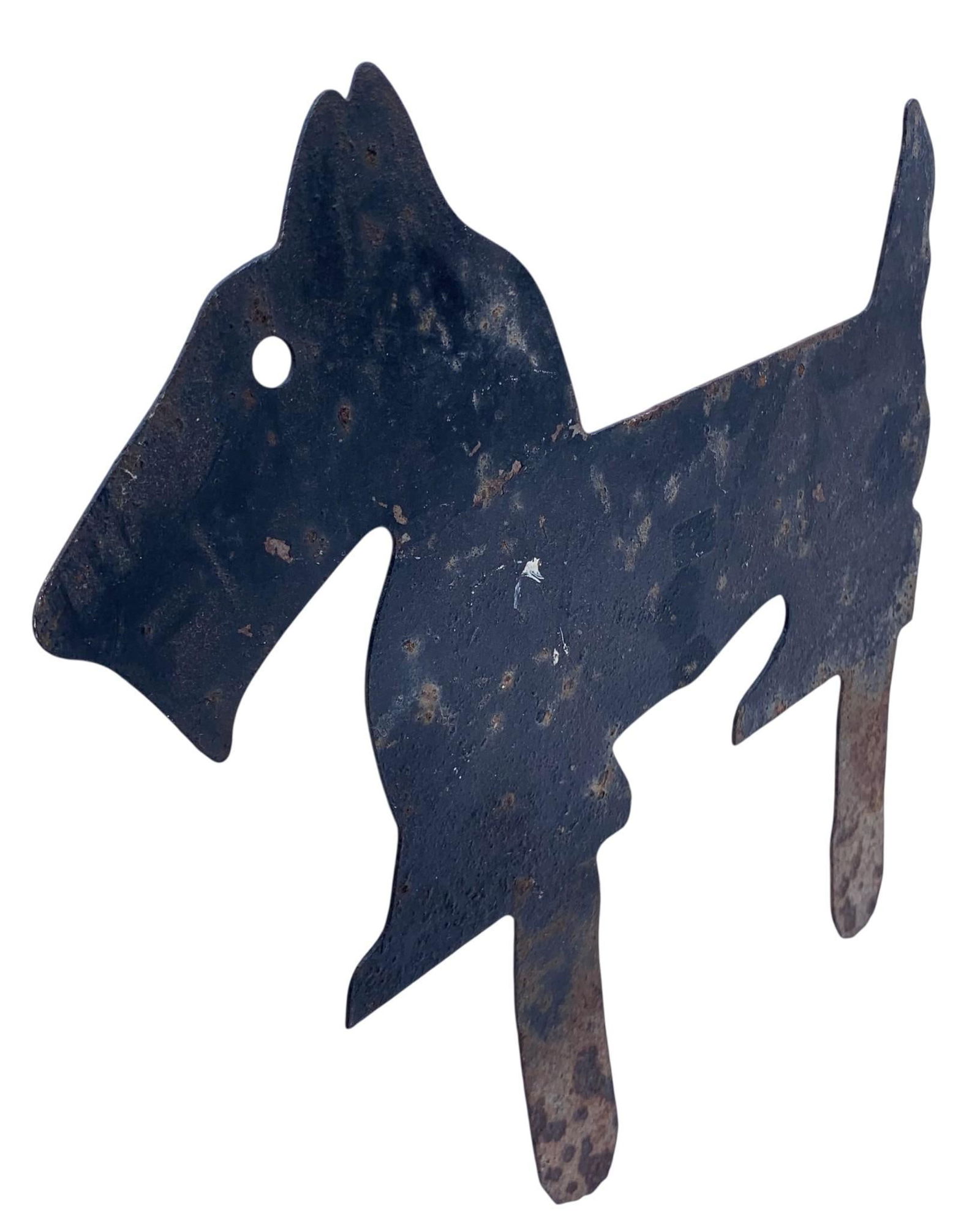 Vintage Art Deco Black Painted Metal Scottie Dog Yard Stake Boot Scrape (1 of 5)