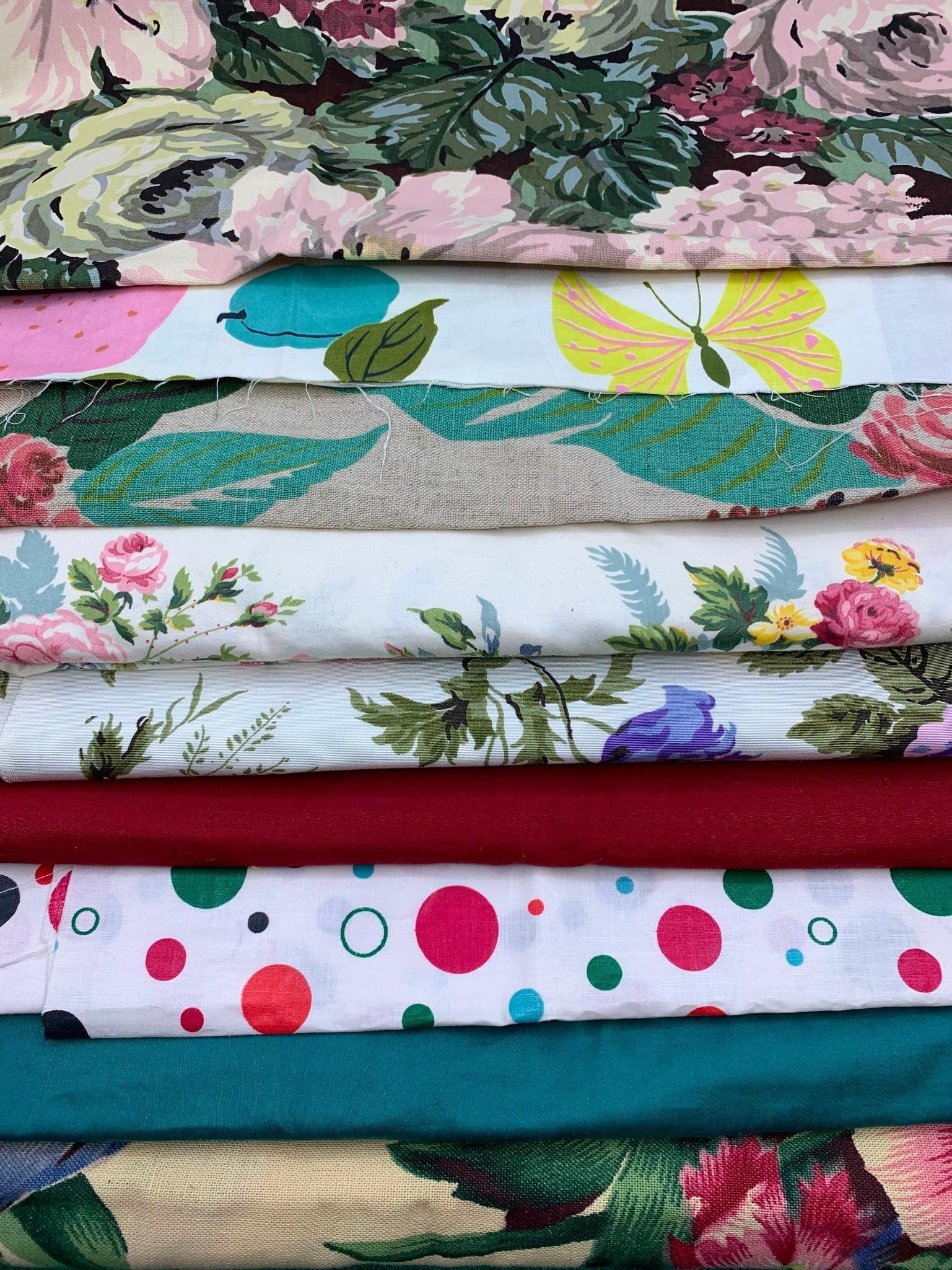 1950s Garment, Drapery Housewares Decorator Shop Vintage Fabric Samples, Sewing Remnants, Lot (1 of 16)