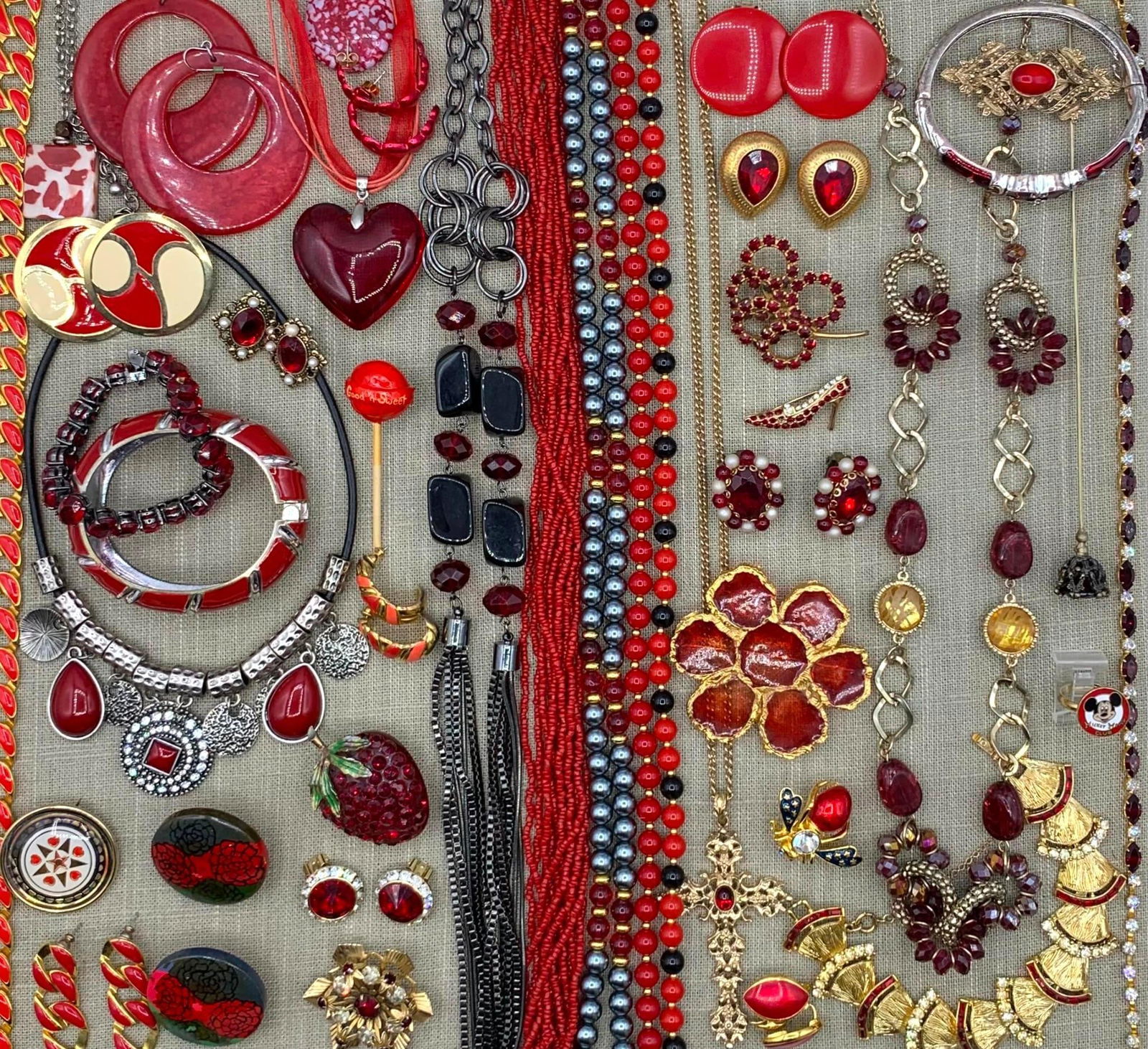 52 pc Ruby Red Vintage Costume Jewelry Collection (1 of 15)