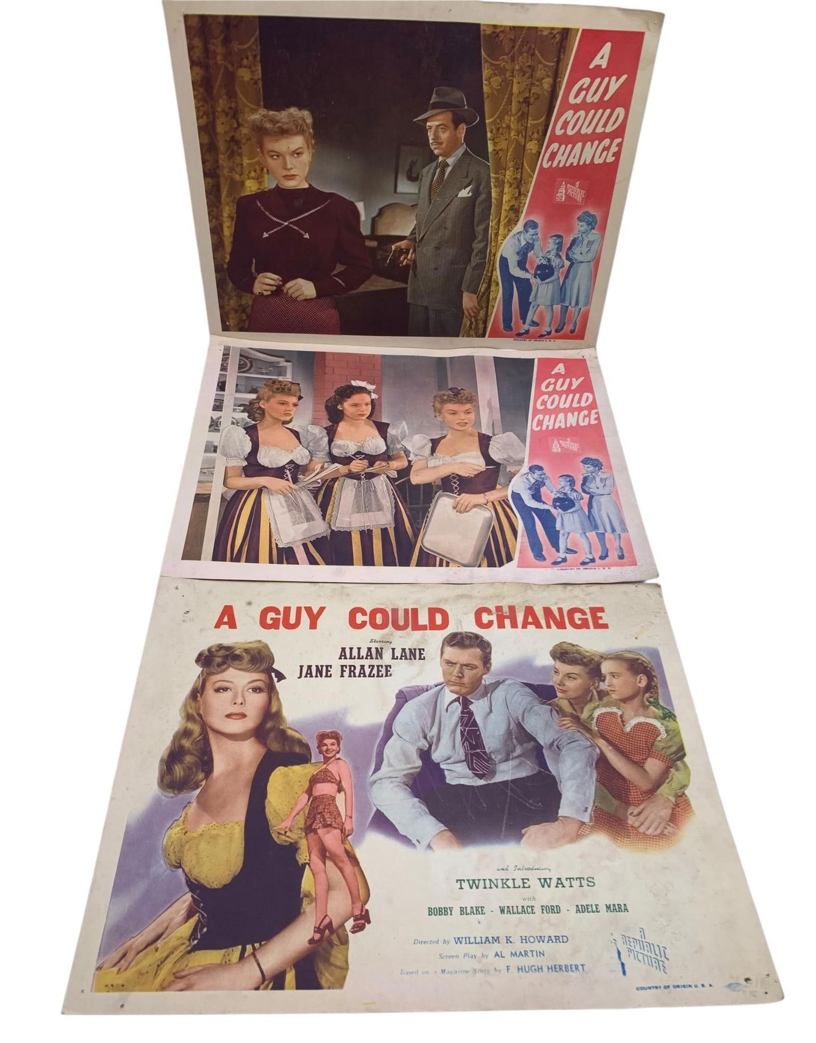 8 pc 1946 Republic Pictures A GUY COULD CHANGE Theater Lobby Card Movie Advertising Posters (1 of 5)