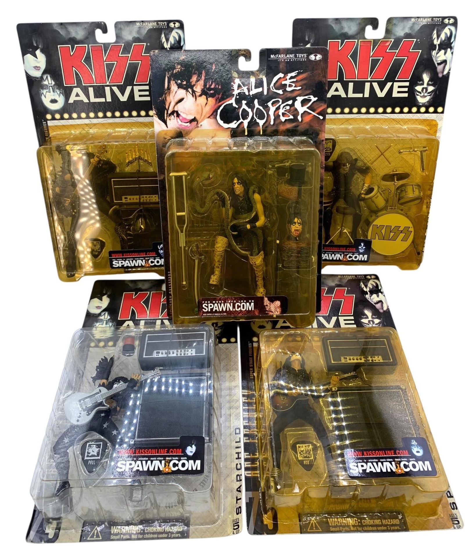 NOS 5 pc KISS ALIVE ALICE COOPER Rock Band Ultra Action Figures in Factory Packaging (1 of 7)