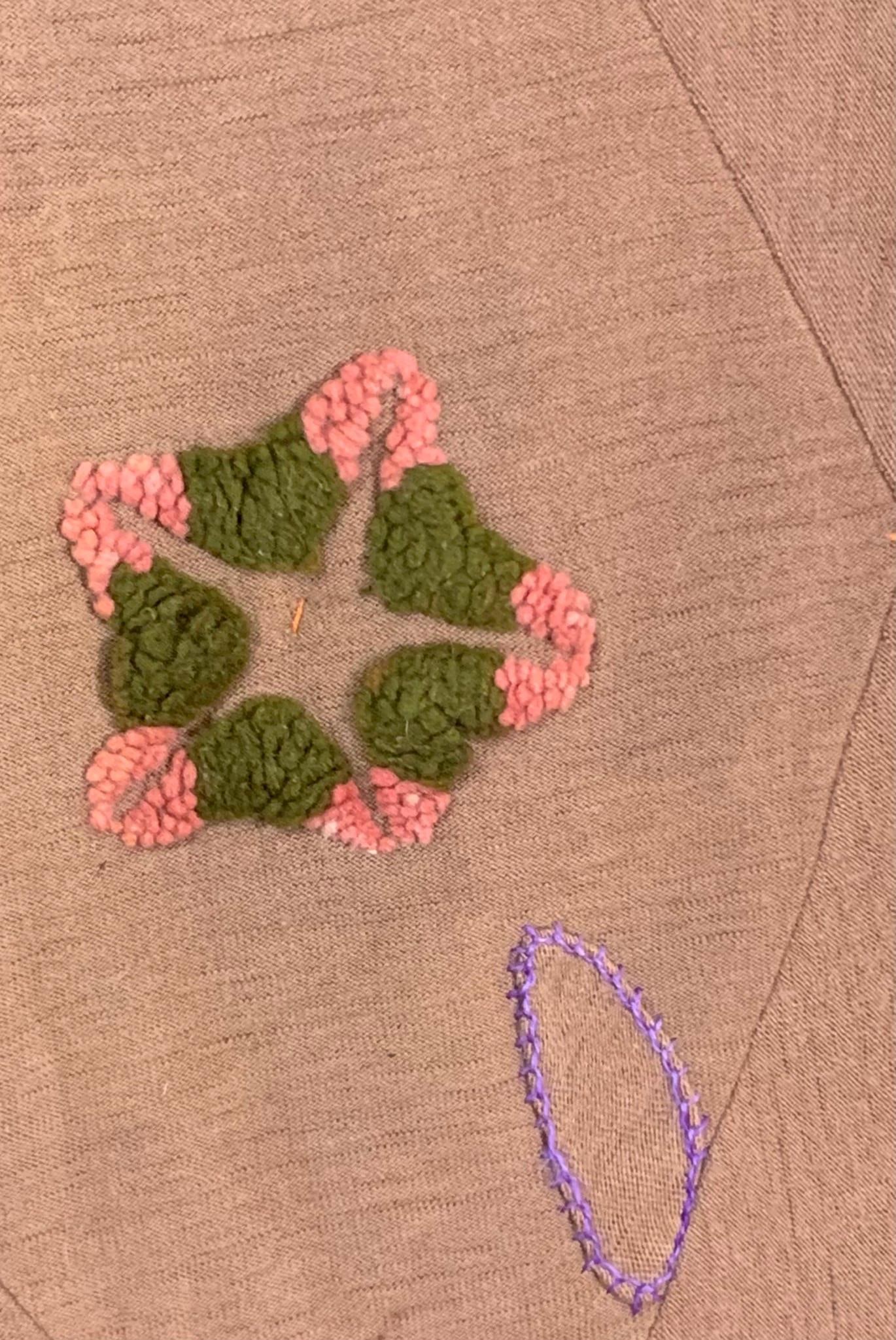 Antique Victorian era Embroidered Wool Hexagonal Patchwork Crazy Quilt - 6