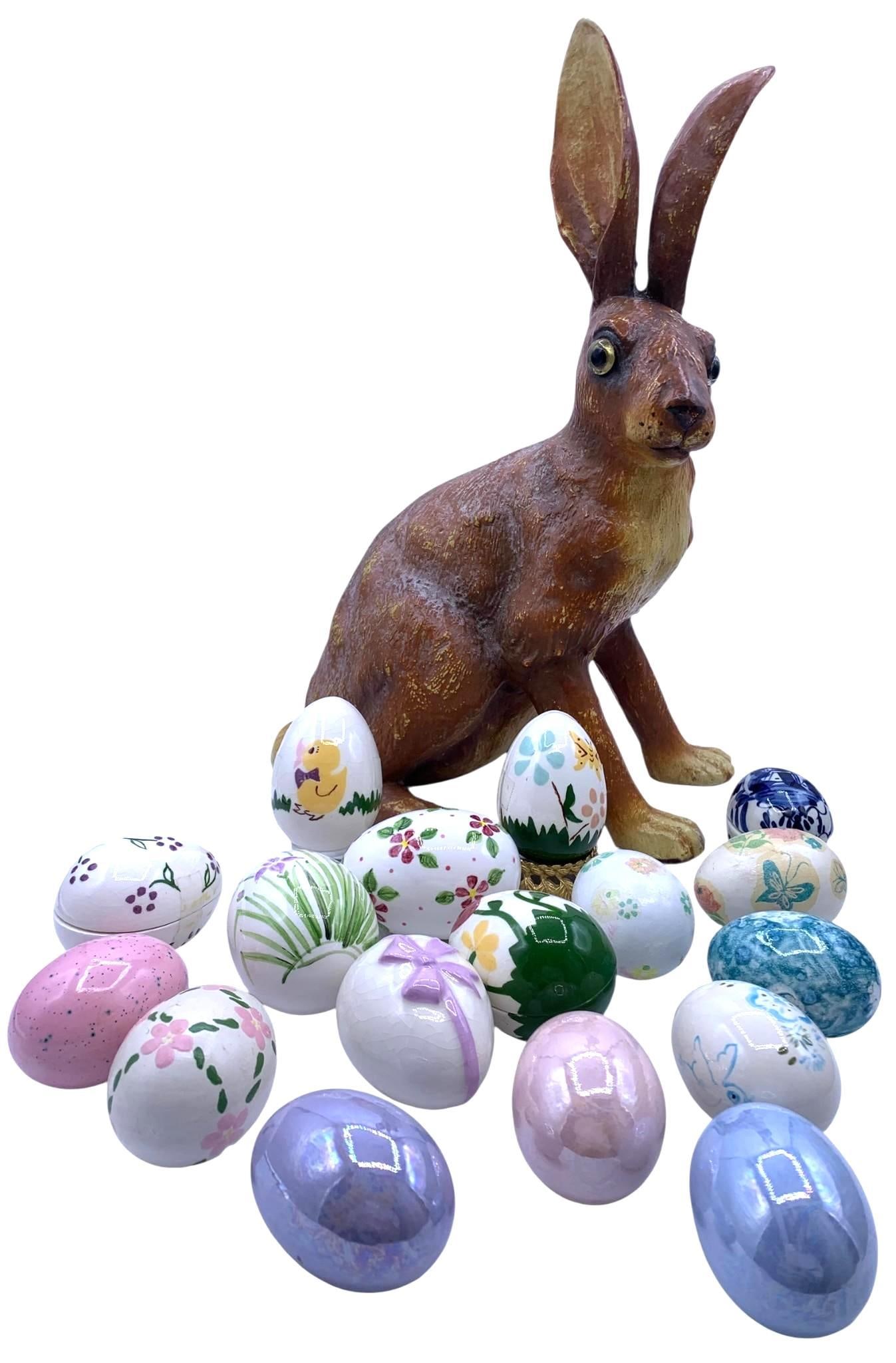Large Katherine's Easter Bunny with 17 Vintage Porcelain Easter Egg Decorations (1 of 18)