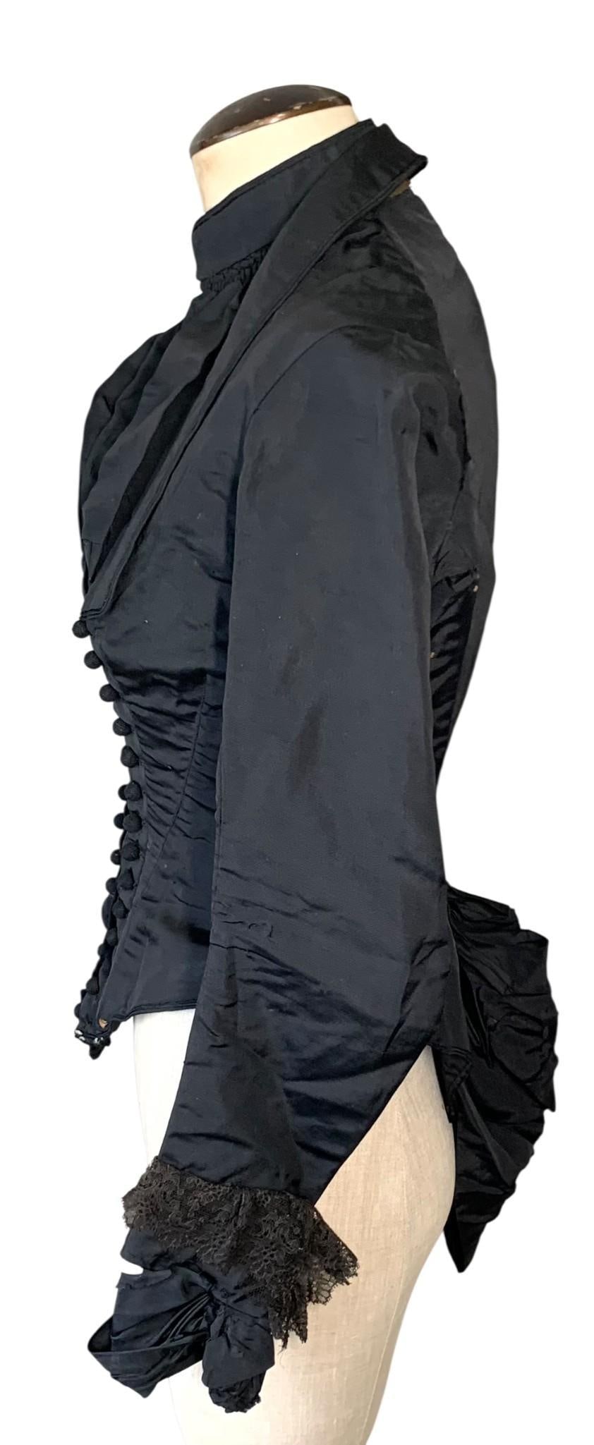 Antique Wasp Waisted Victorian era Boned Bustle Bodice, Leather Boots Long Leather Glove (1 of 16)