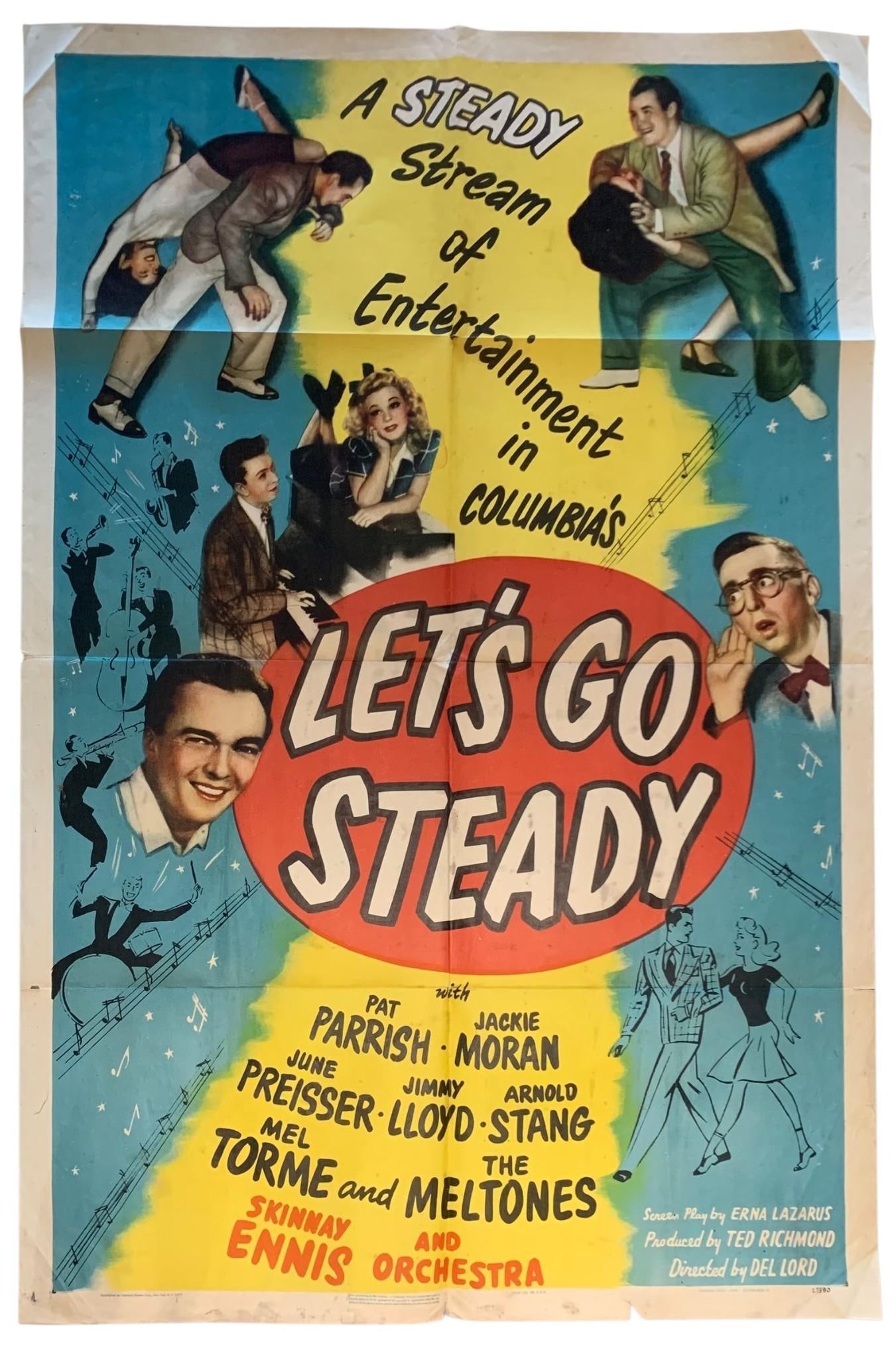 Original 1945 Columbia Pictures LET'S GO STEADY Vintage Theater Movie Poster (1 of 6)