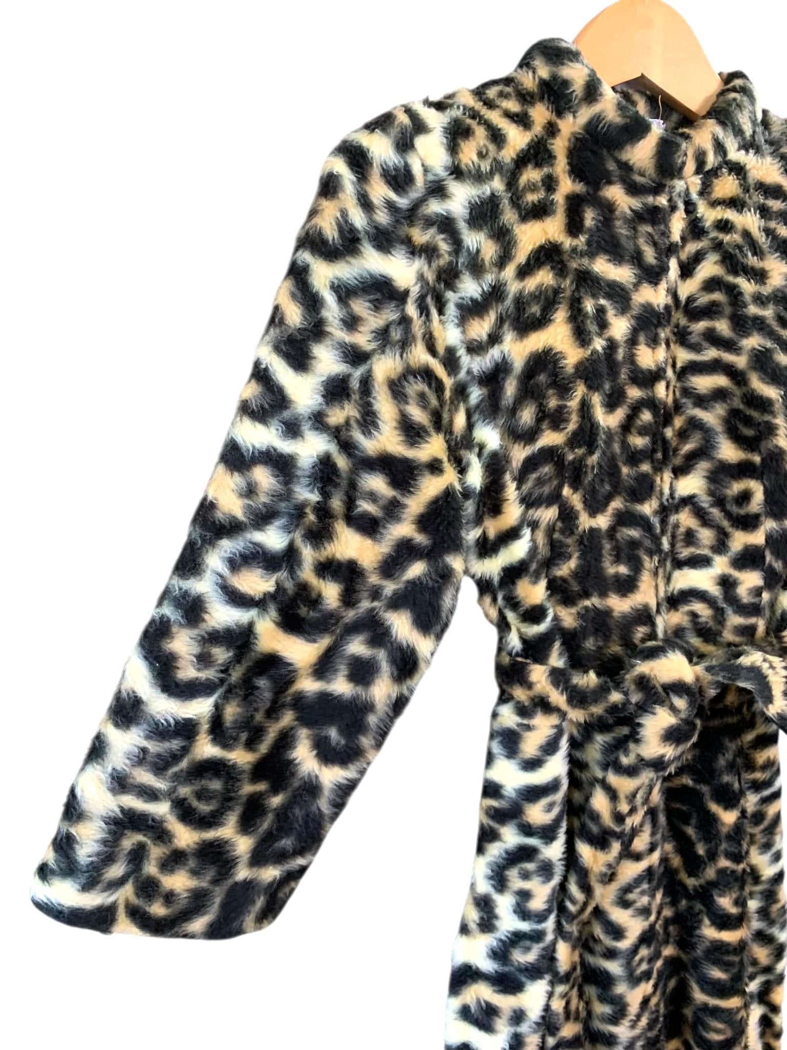 Mid Century FREDERICK'S of HOLLYWOOD Leopard Plush Faux Fur Bell Bottom Belted Pantsuit (1 of 12)