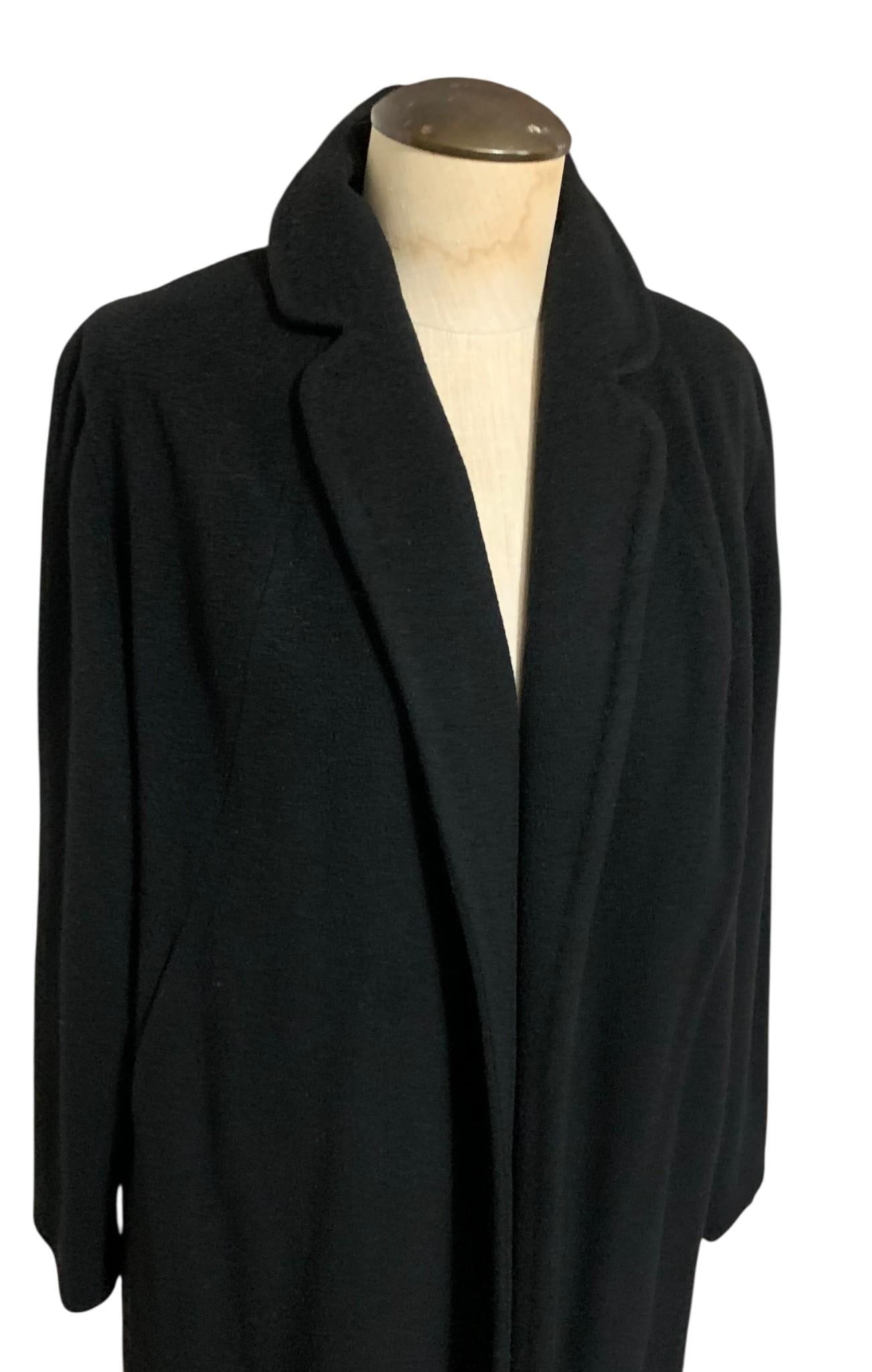 Refined Mid Century Raven Black Cashmere Shawl Coat (1 of 9)