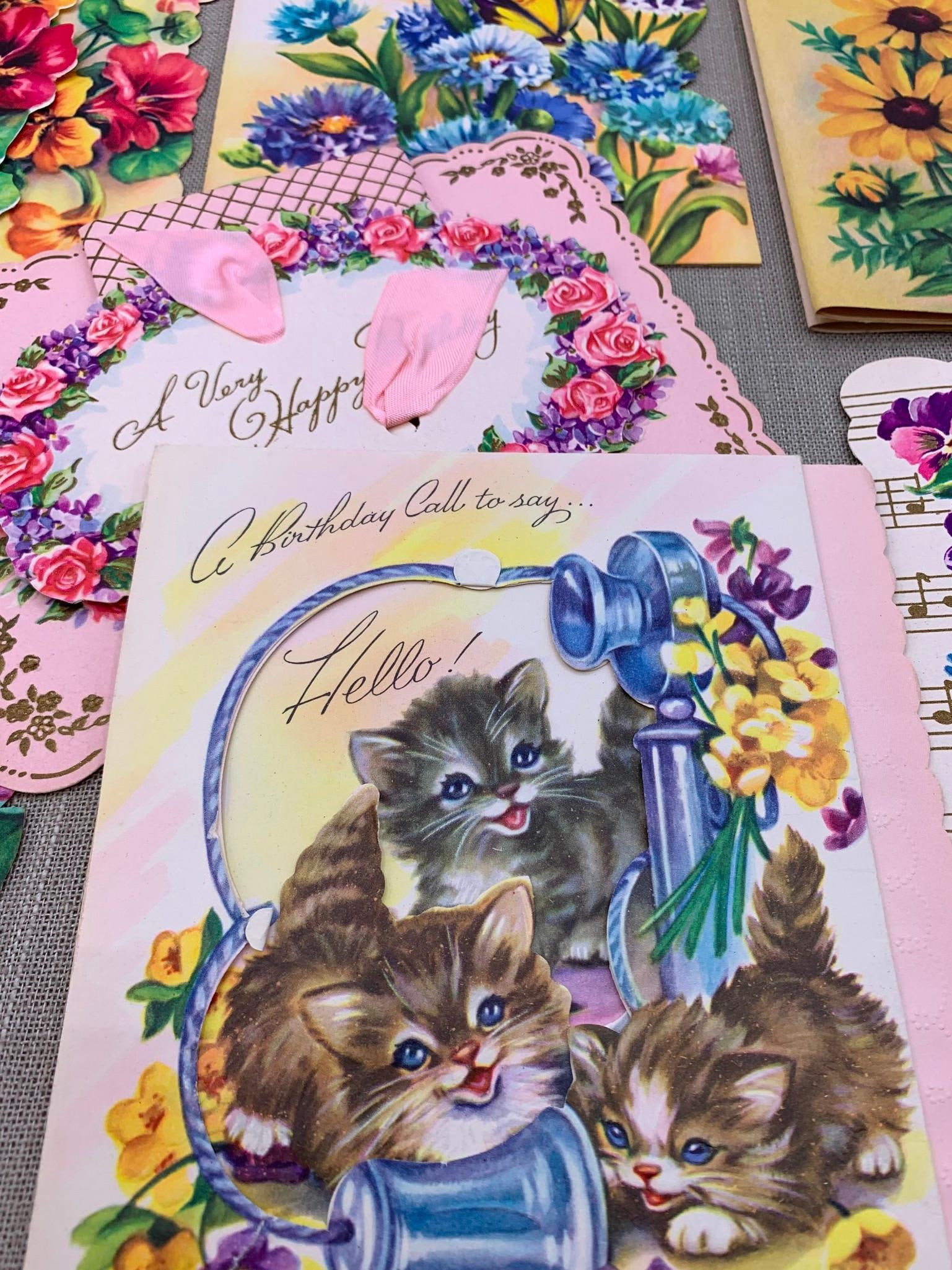 241 pc NOS Mid Century, Birthday, Get Well, Thank You, Greeting Card Collection: Fantastic variety of 1940s-70s era greeting cards, Unused, some with coordinating envelopes.