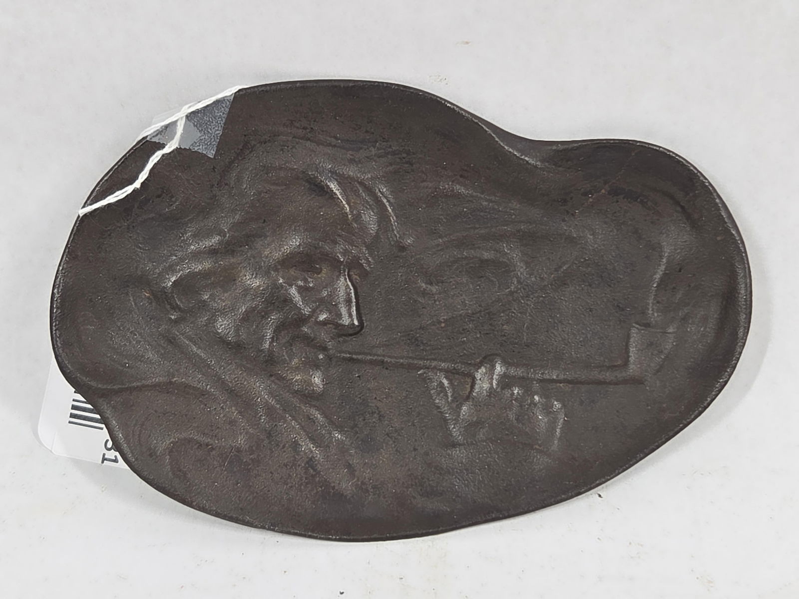 1880's Bradley & Hubbard No. 2167 Cast Iron w/ Bronze Finish Pipe Rest w/ Man Smoking Pipe Motif (1 of 4)