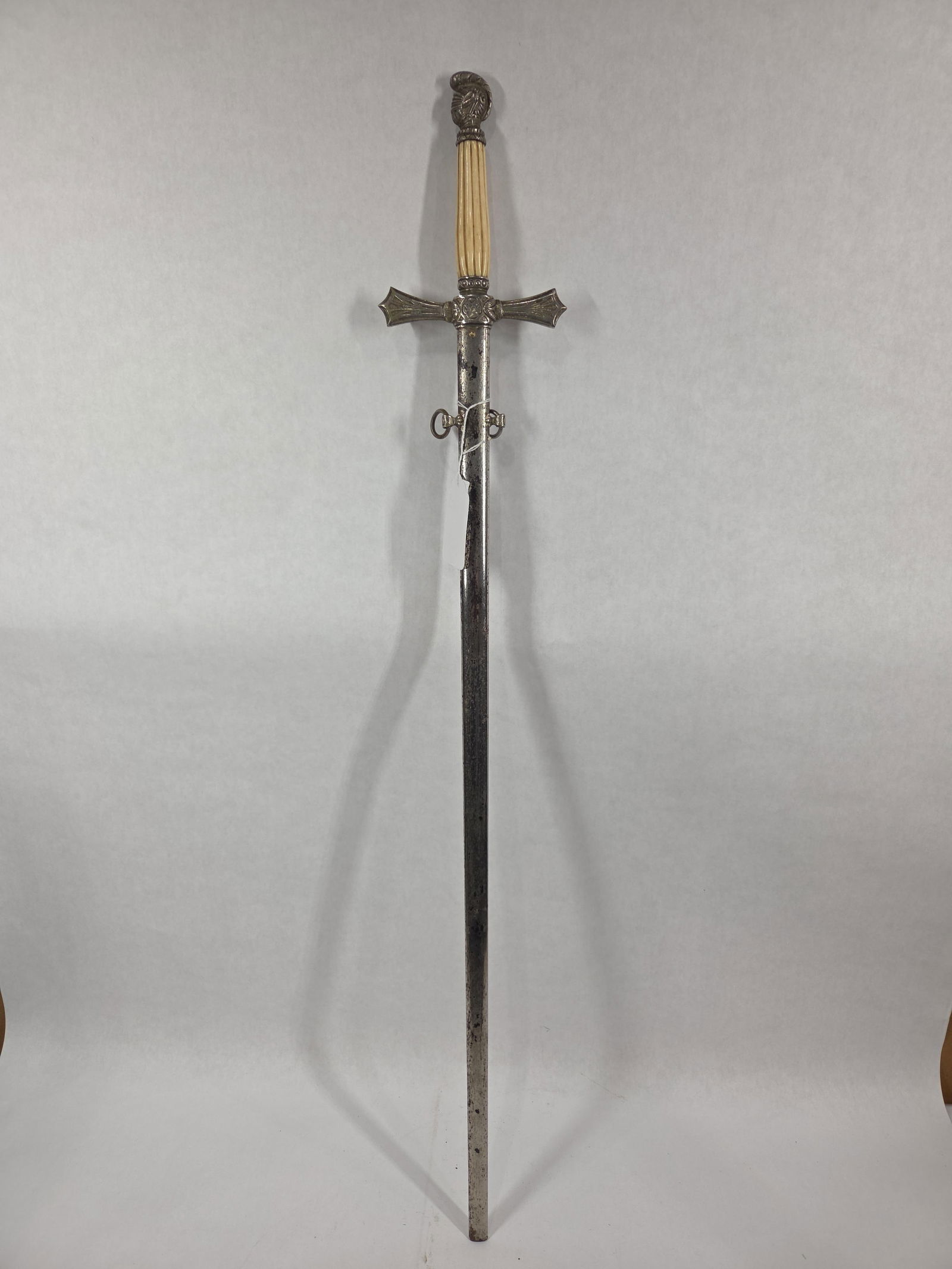 1800's Roman Knights Brotherhood of the Rosary Cross Fraternal Sword w/ Bone Handle: Great overall condition measuring 35 in.