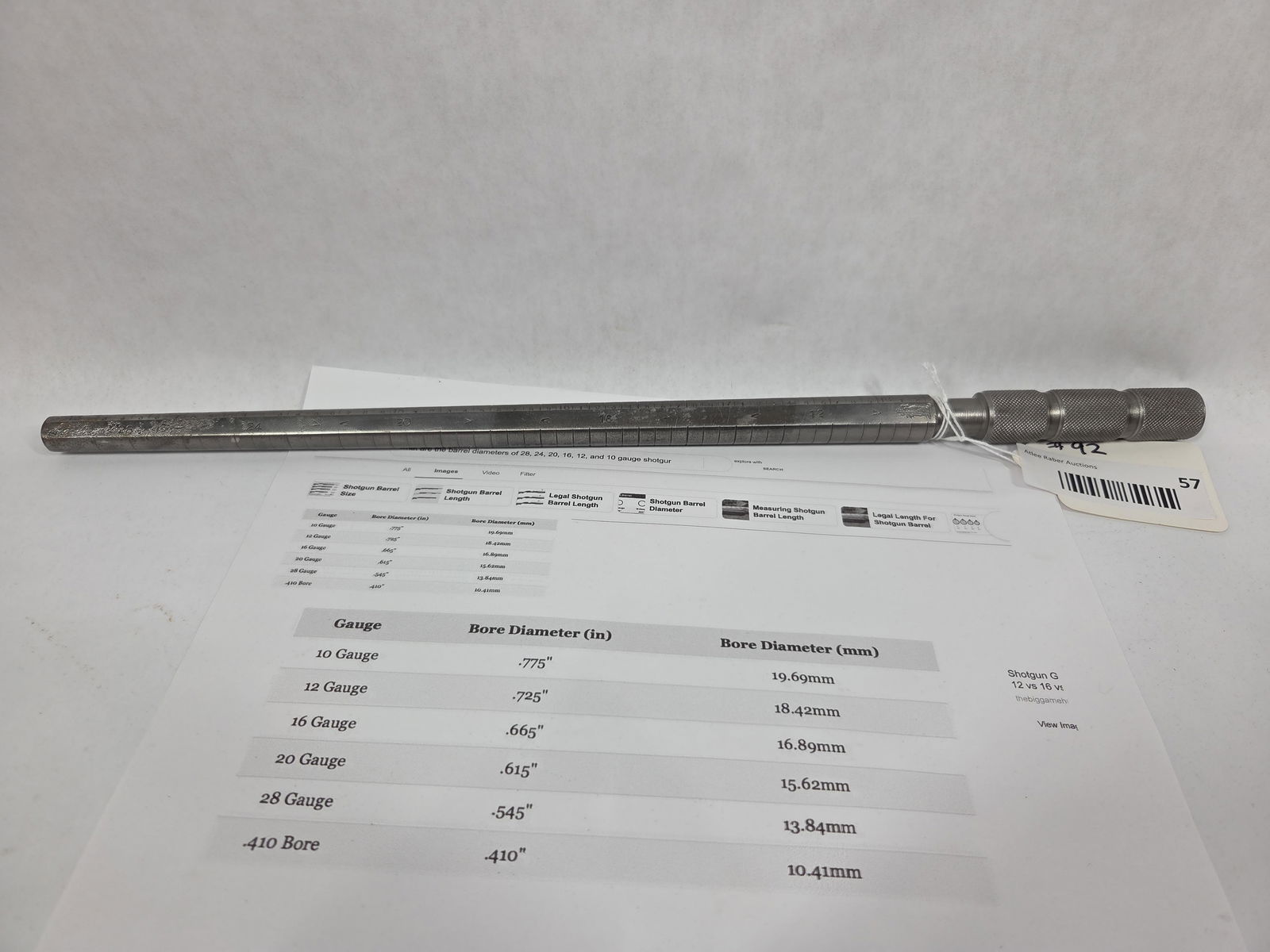Antique Shotgun Barrel Bore Gauge: 16.5 inches long