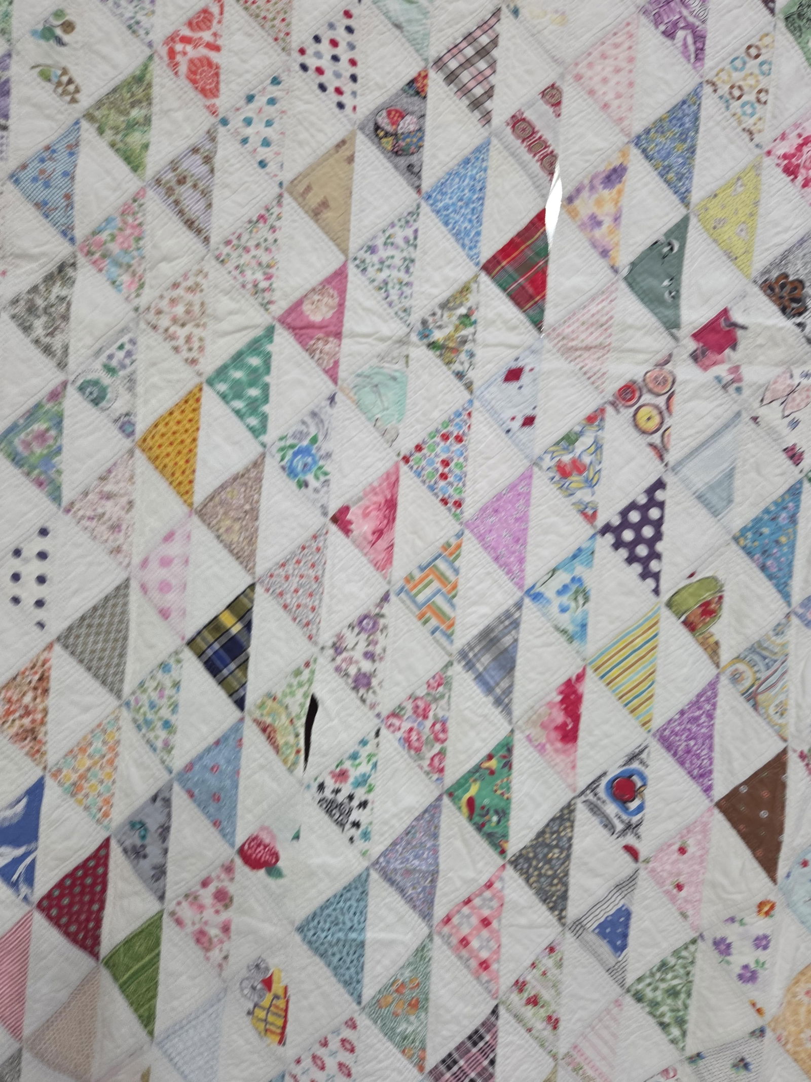 Early Hand Stitched Flying Geese Patchwork Quilt - 9