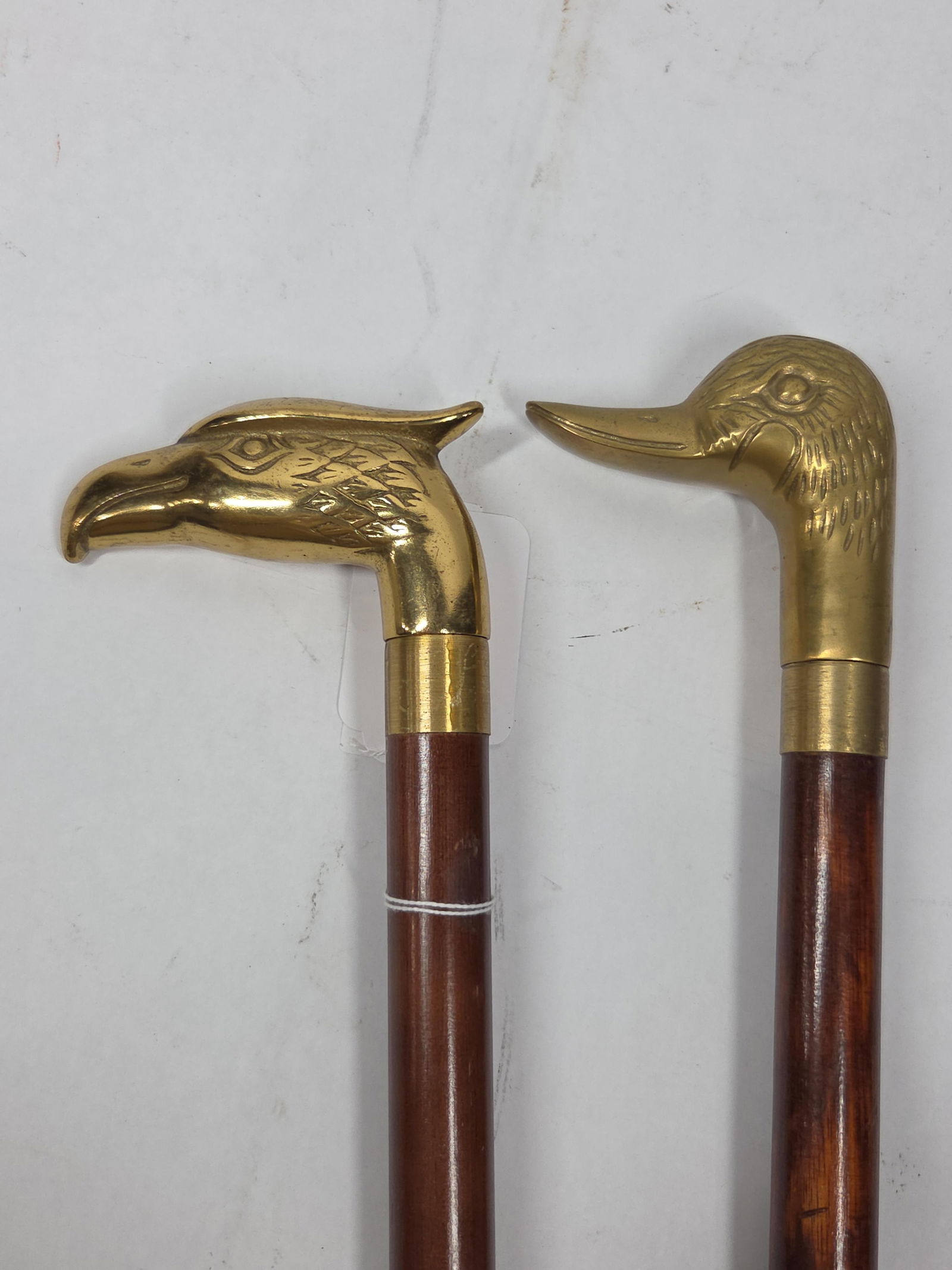 Brass Nautical Eagle and Duck Handled Walking Sticks / Canes: great overall condition