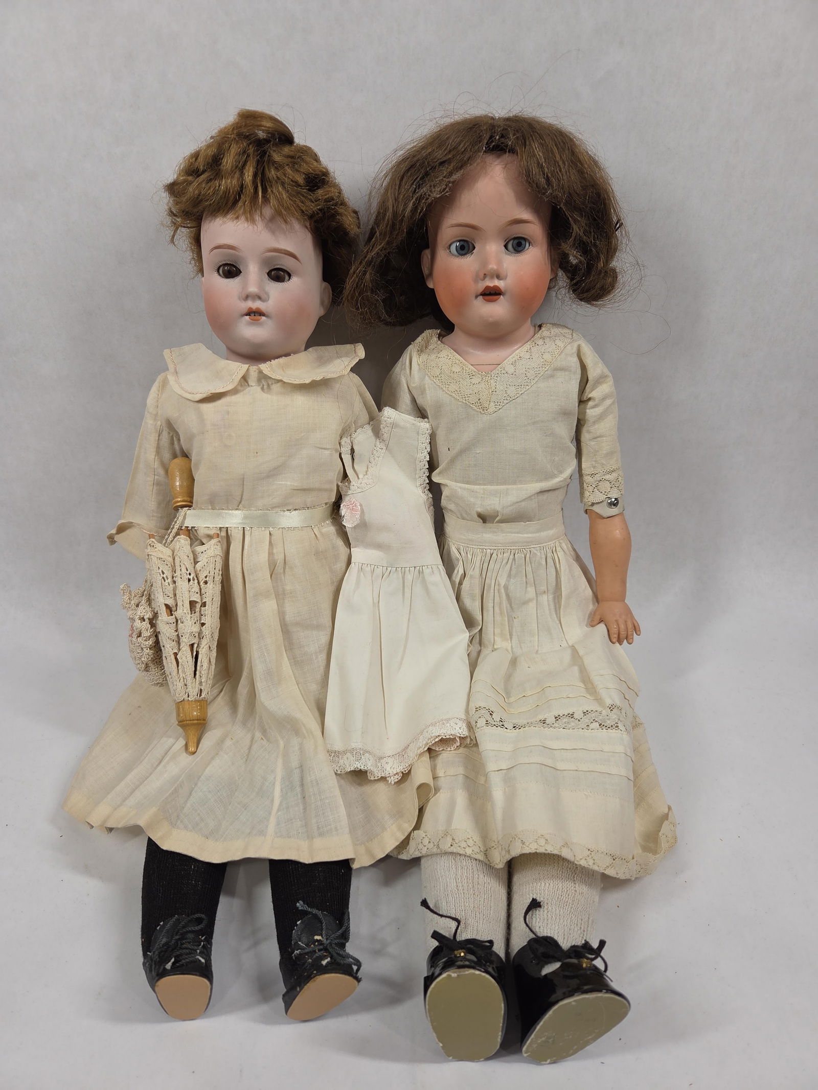 Pair of German Bisque Head Dolls (1 of 7)