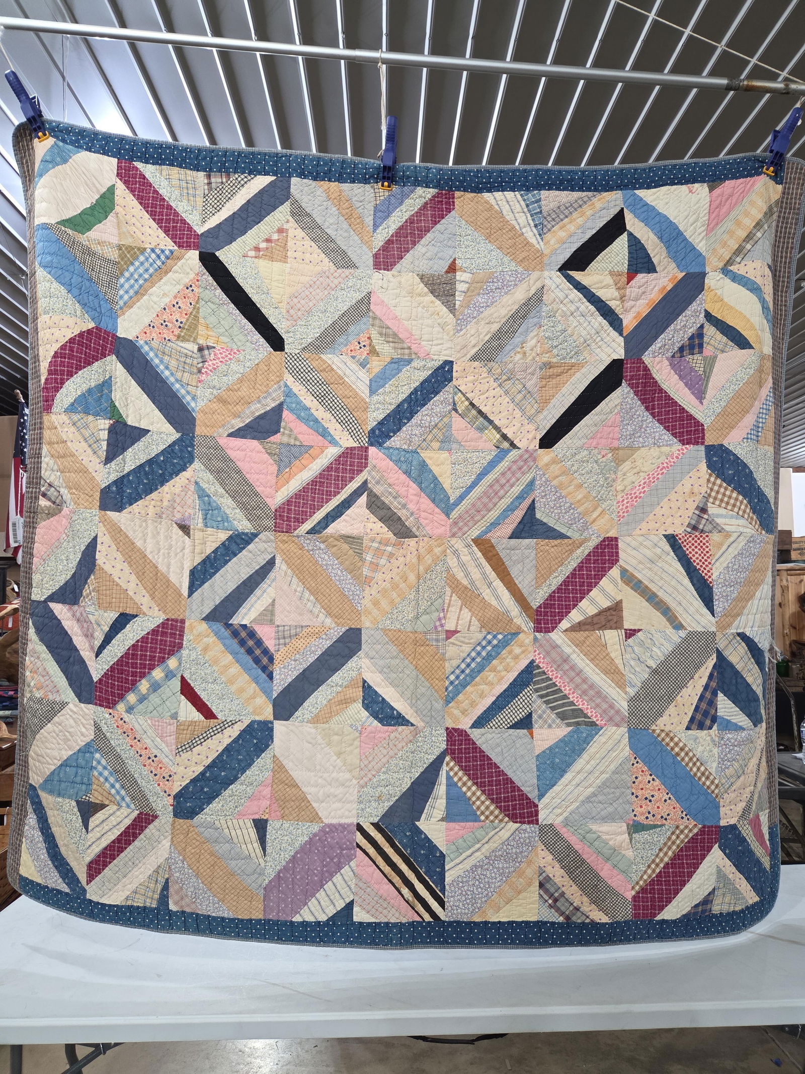 Hand Stitched Crazy Diamond Patchwork Quilt - 2