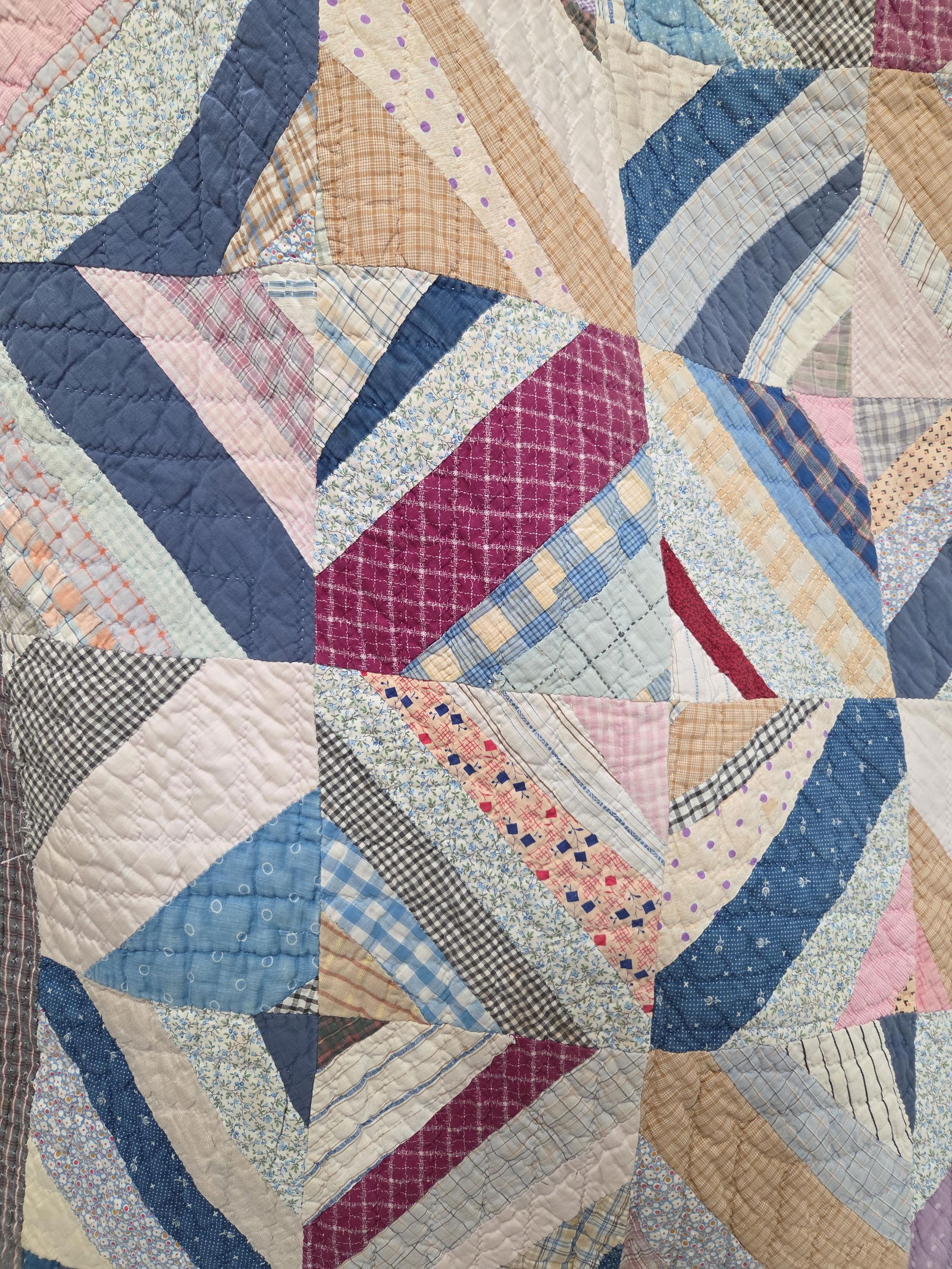 Hand Stitched Crazy Diamond Patchwork Quilt - 6