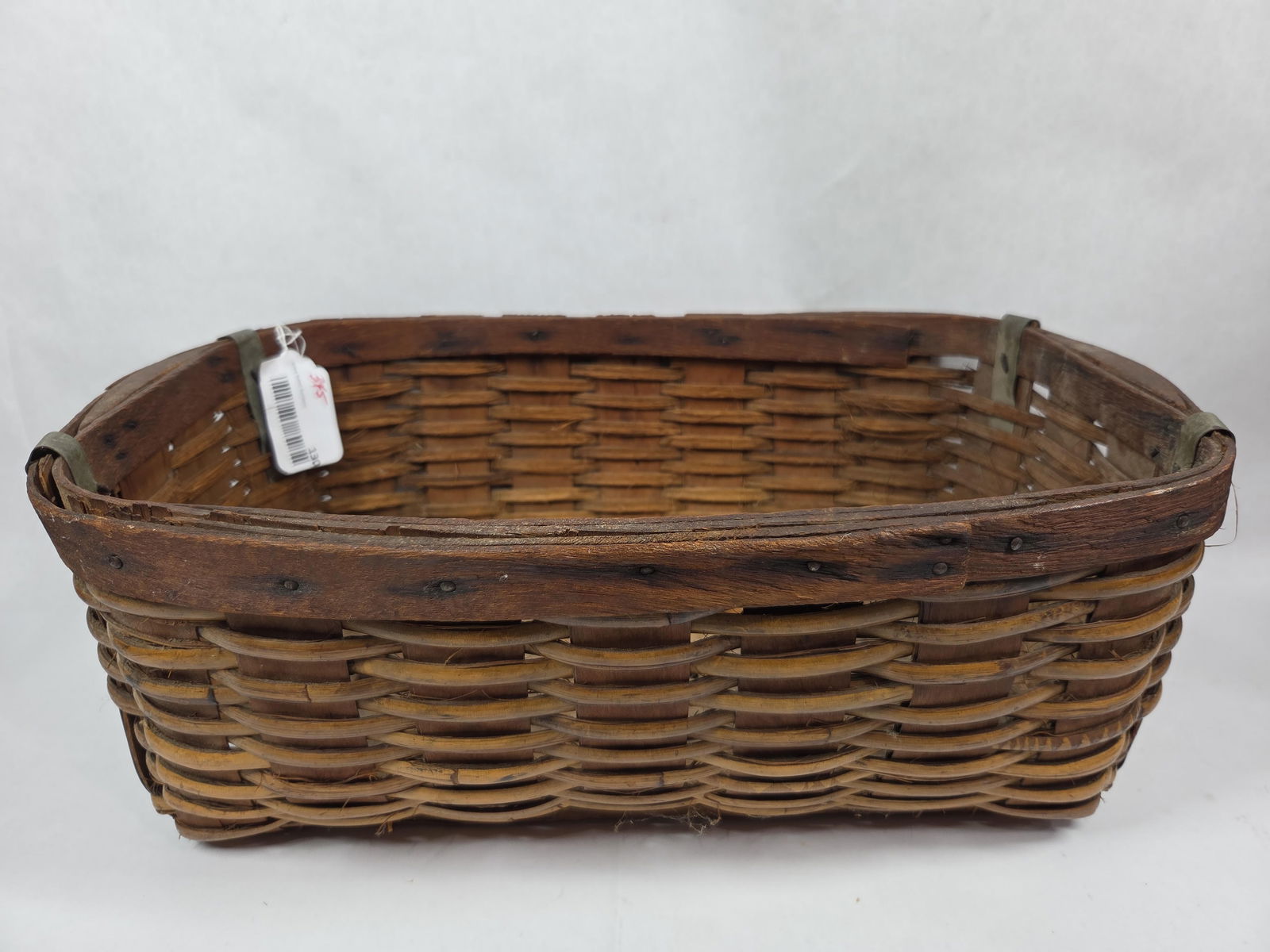 Hand Crafted Primitive Woven Splint Wood Handled Harvest Basket (1 of 6)