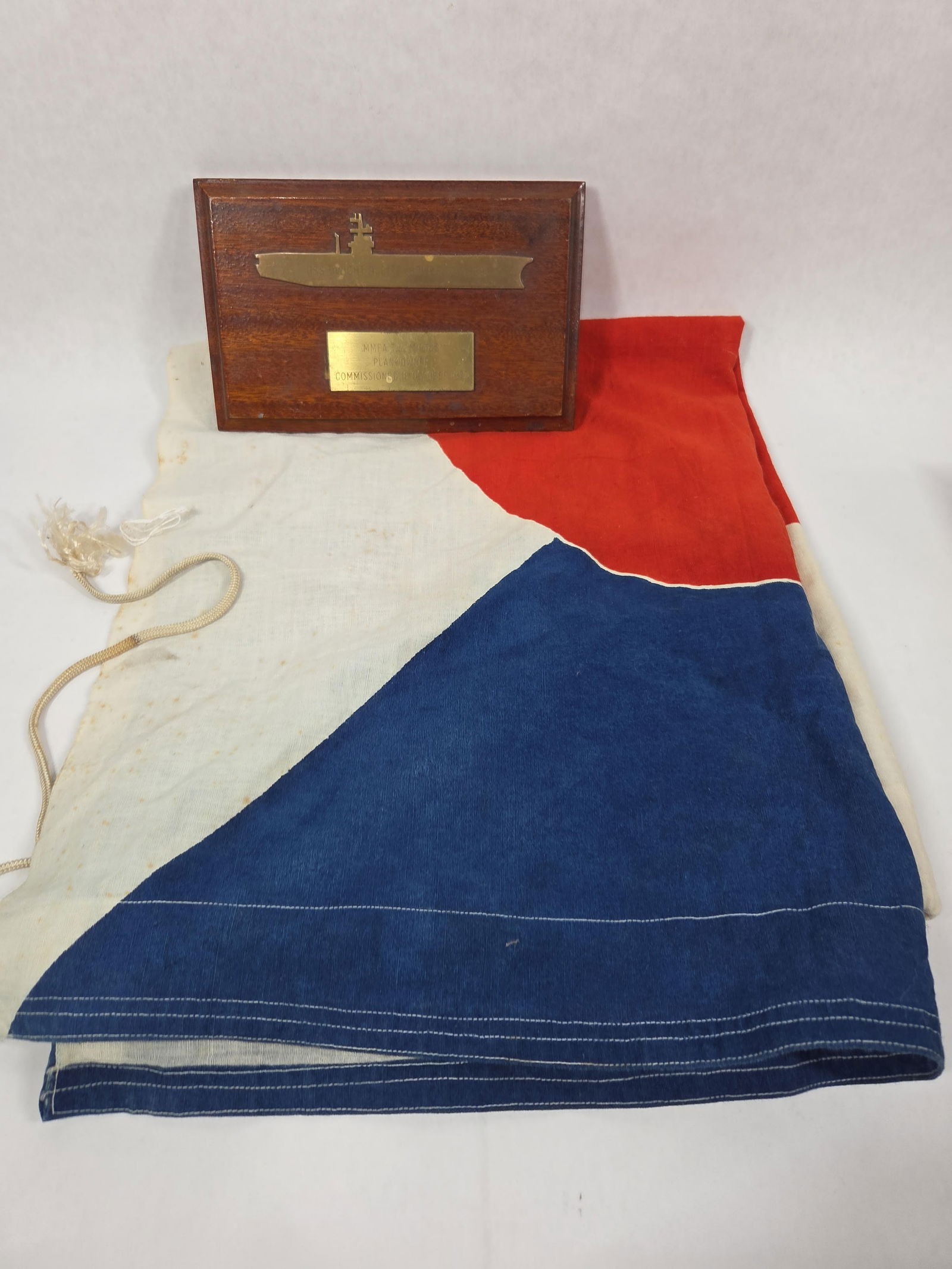 USS Dwight D Eisenhower Commissioned Plaque and Japanese Flag (1 of 3)